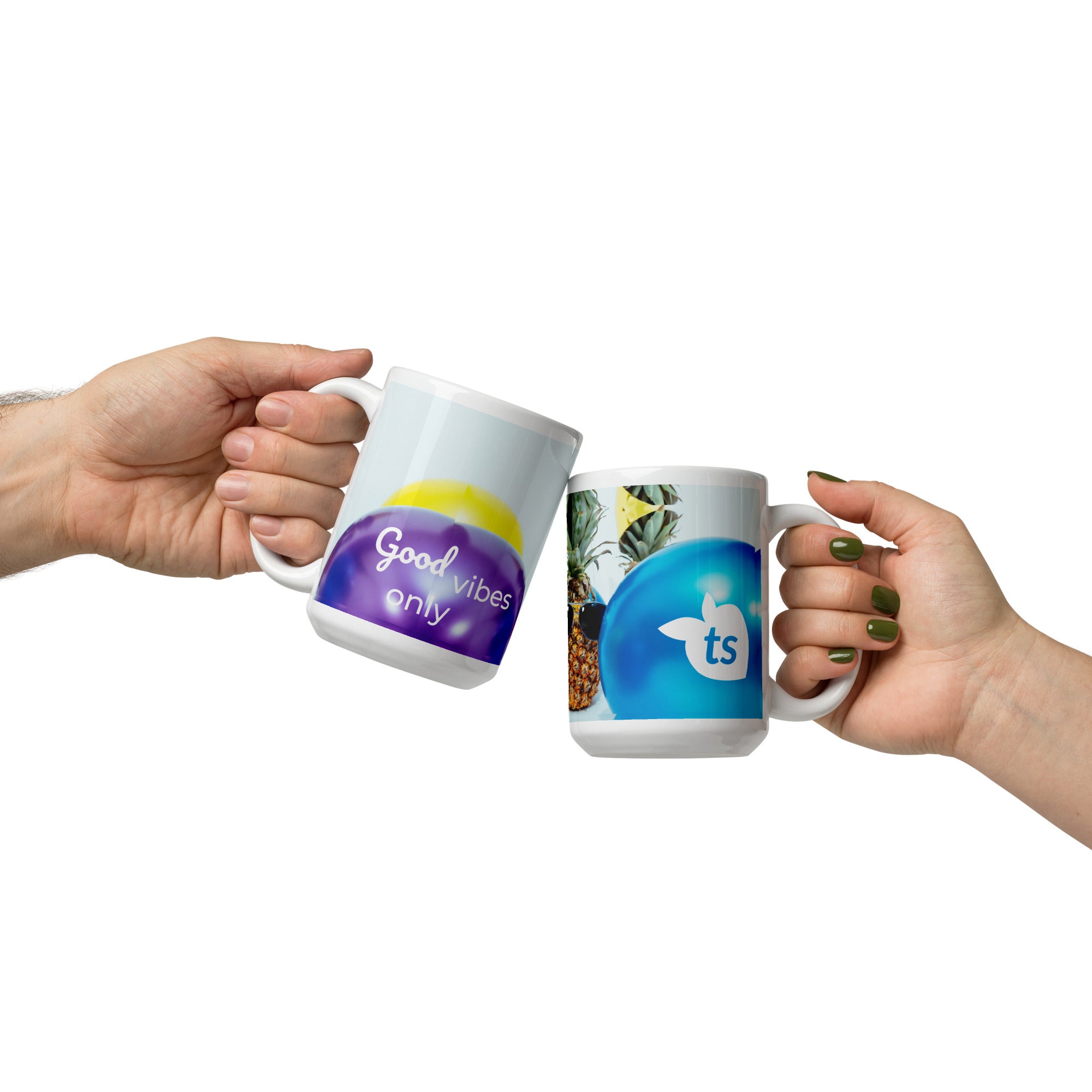 371 - tsgabrielle® • Good Vibes Only • Caneca Brilhante • Preta • Cerâmica • 3 Tamanhos