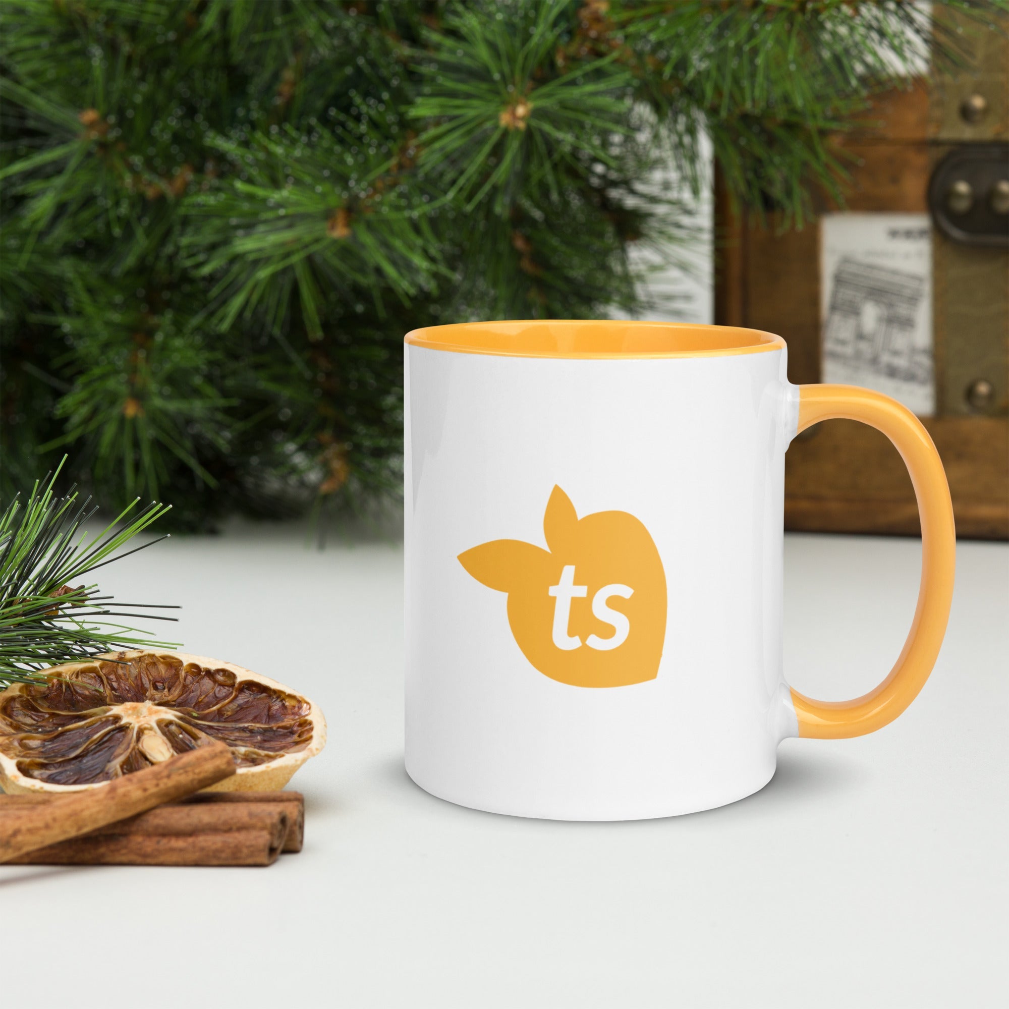 tsgabrielle® • Caneca com interior em amarelo dourado • Cerâmica • 11 oz