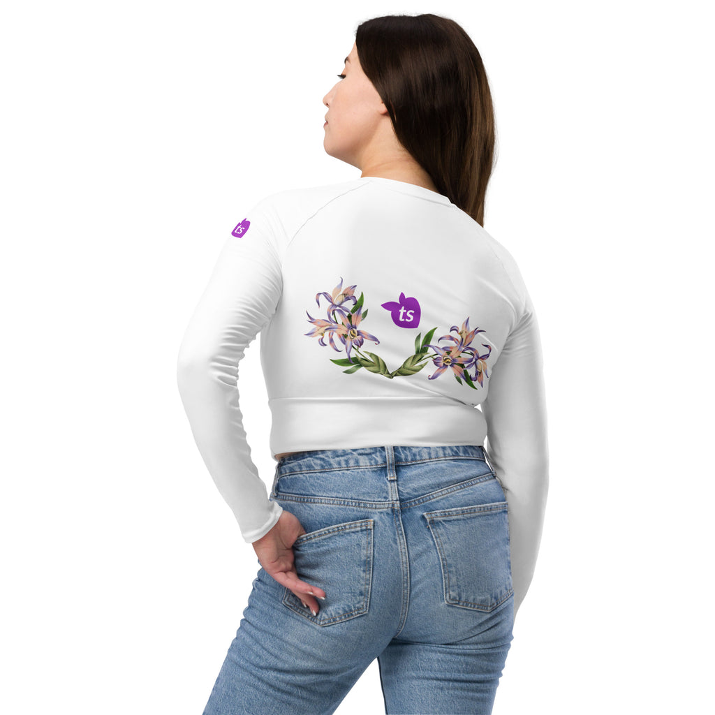 tsgabrielle® • Trans / Feminino • TransFLOWer • Top curto de manga comprida • Branco