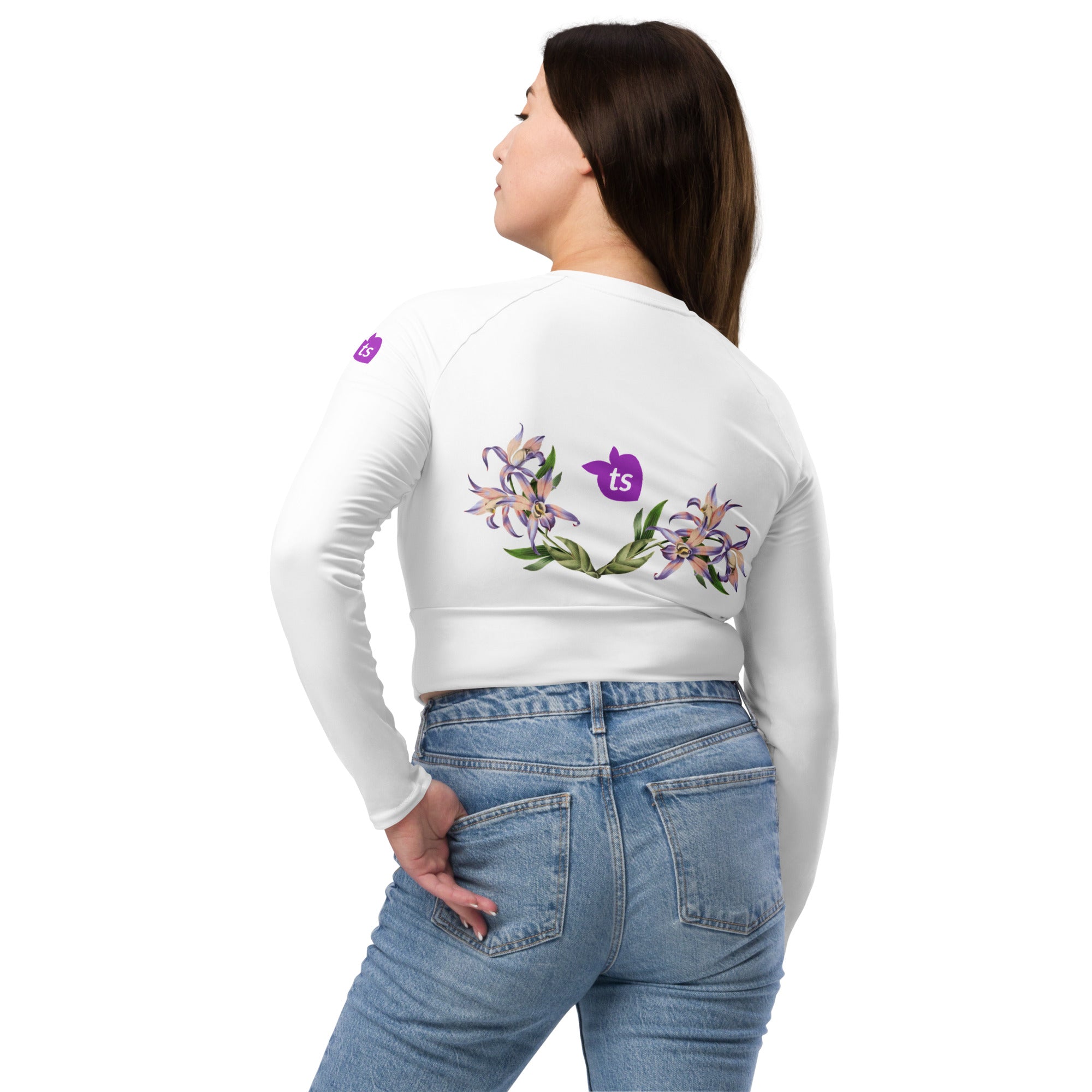 tsgabrielle® • Trans / Feminino • TransFLOWer • Top curto de manga comprida • Branco