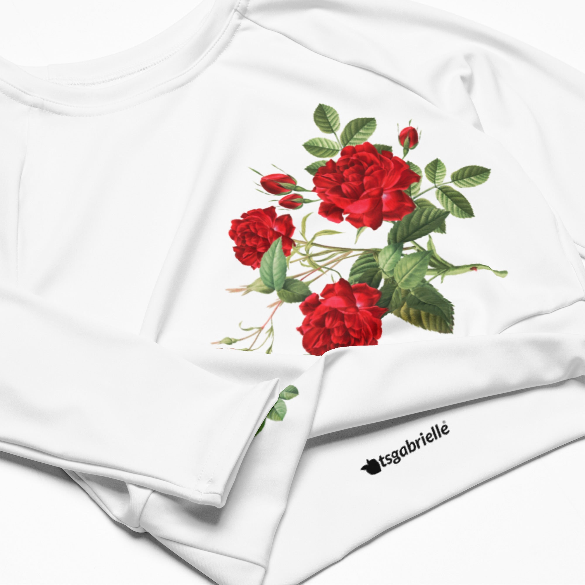 tsgabrielle® • Trans / Feminino • TransFLOWer • Top curto de manga comprida • Branco