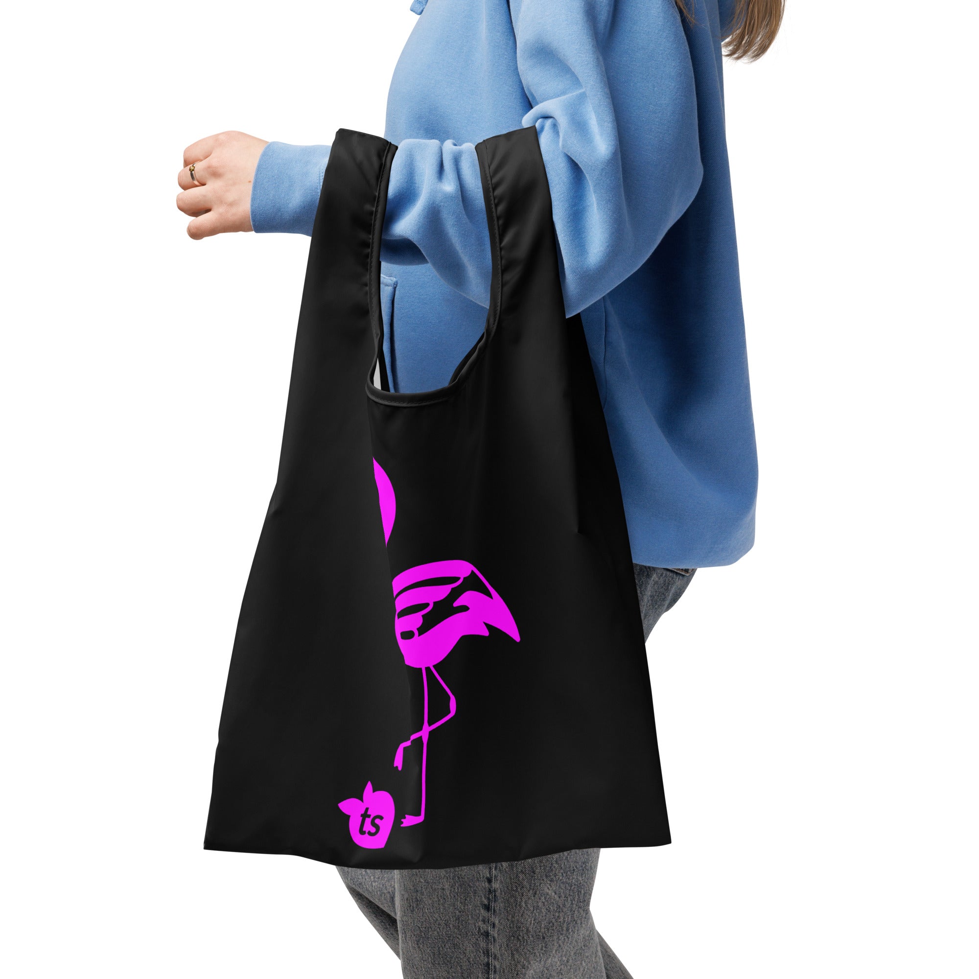 384 - tsgabrielle® • Rosa Flamant • Sacola de Compras • Preto
