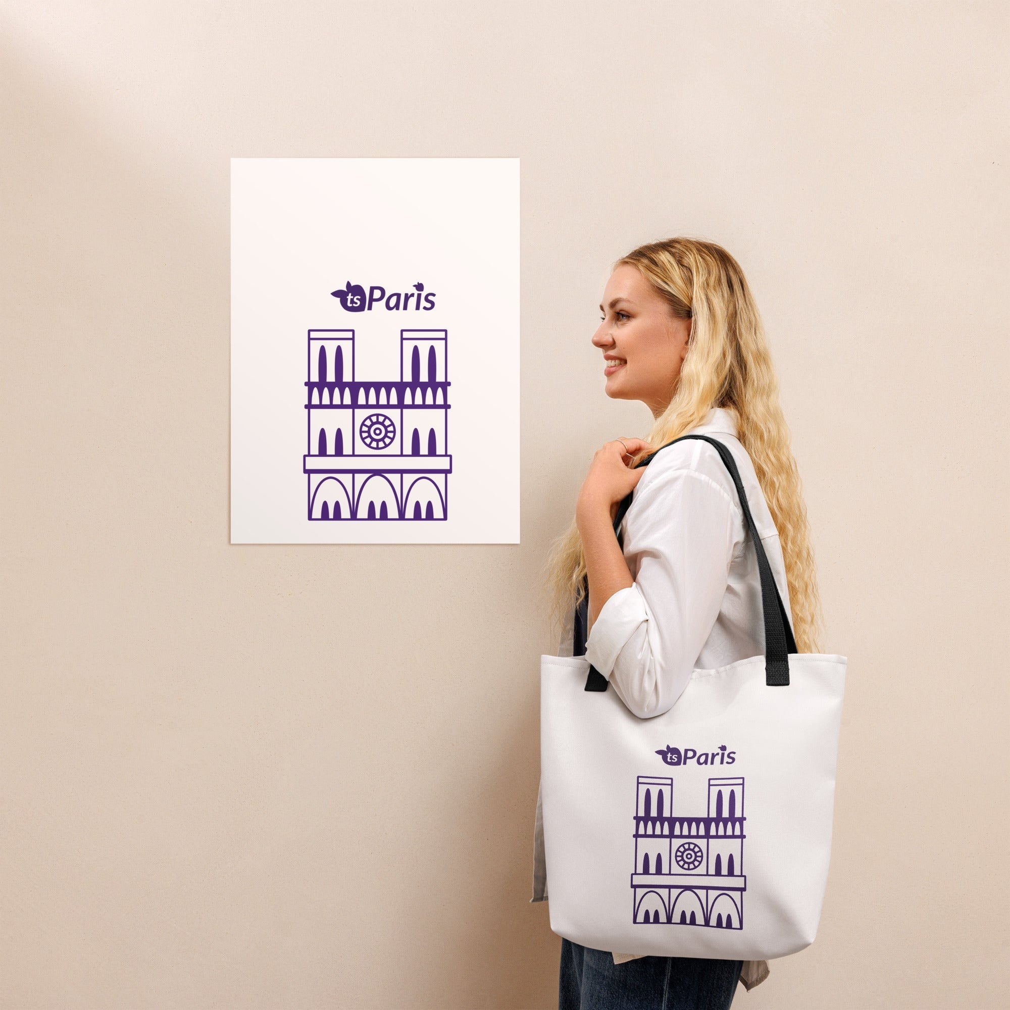 tsgabrielle® • Paris - Catedral de Notre-Dame • Sacola • Branca • 39 x 39 cm