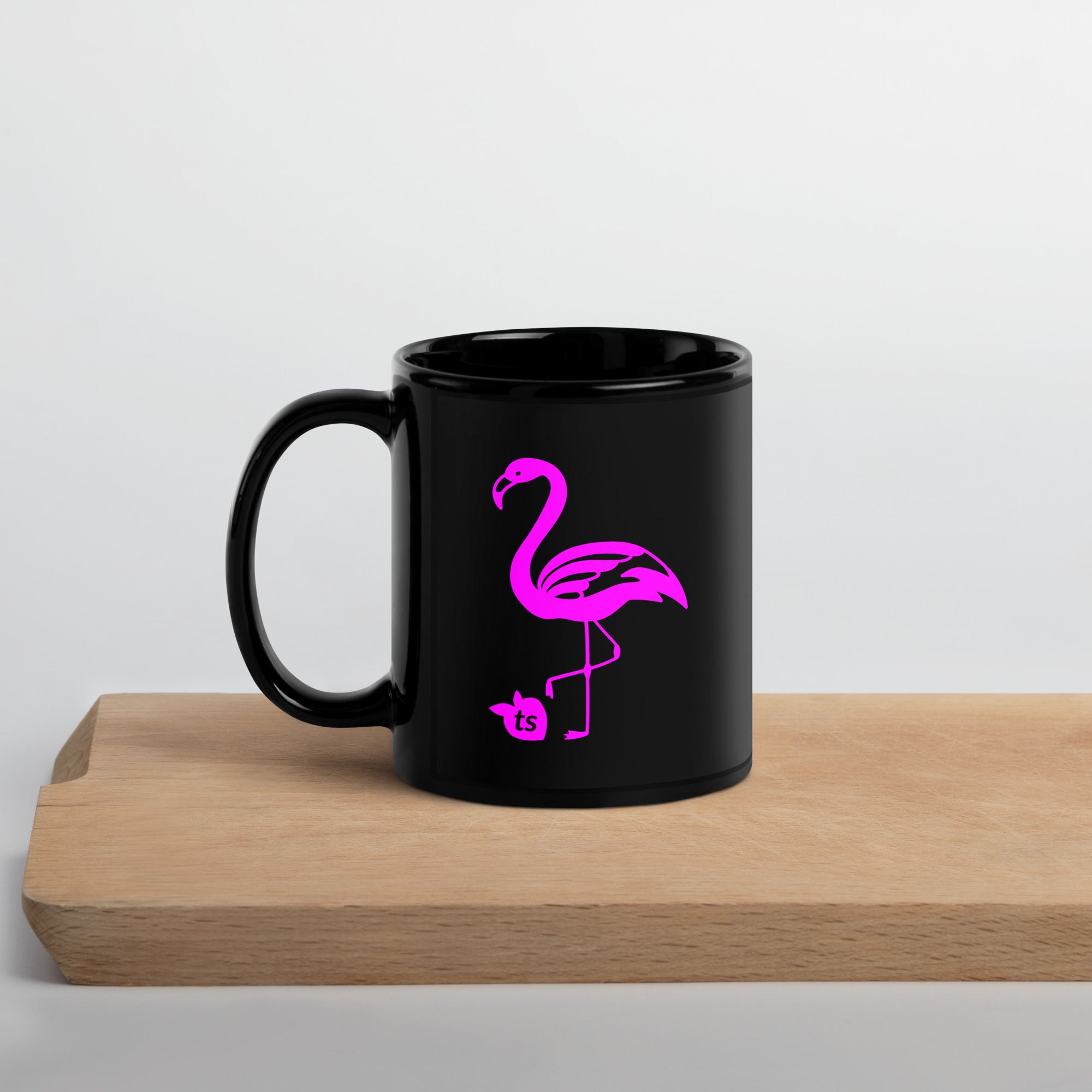 tsgabrielle • Rosa Flamant • Caneca Brilhante • Preta • Cerâmica • 2 Tamanhos
