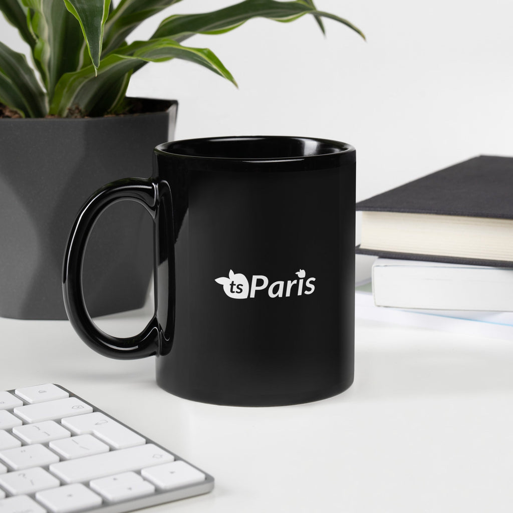 tsgabrielle® • Paris • Caneca Brilhante • Preta • Cerâmica • 2 Tamanhos