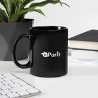 tsgabrielle® • Paris • Caneca Brilhante • Preta • Cerâmica • 2 Tamanhos