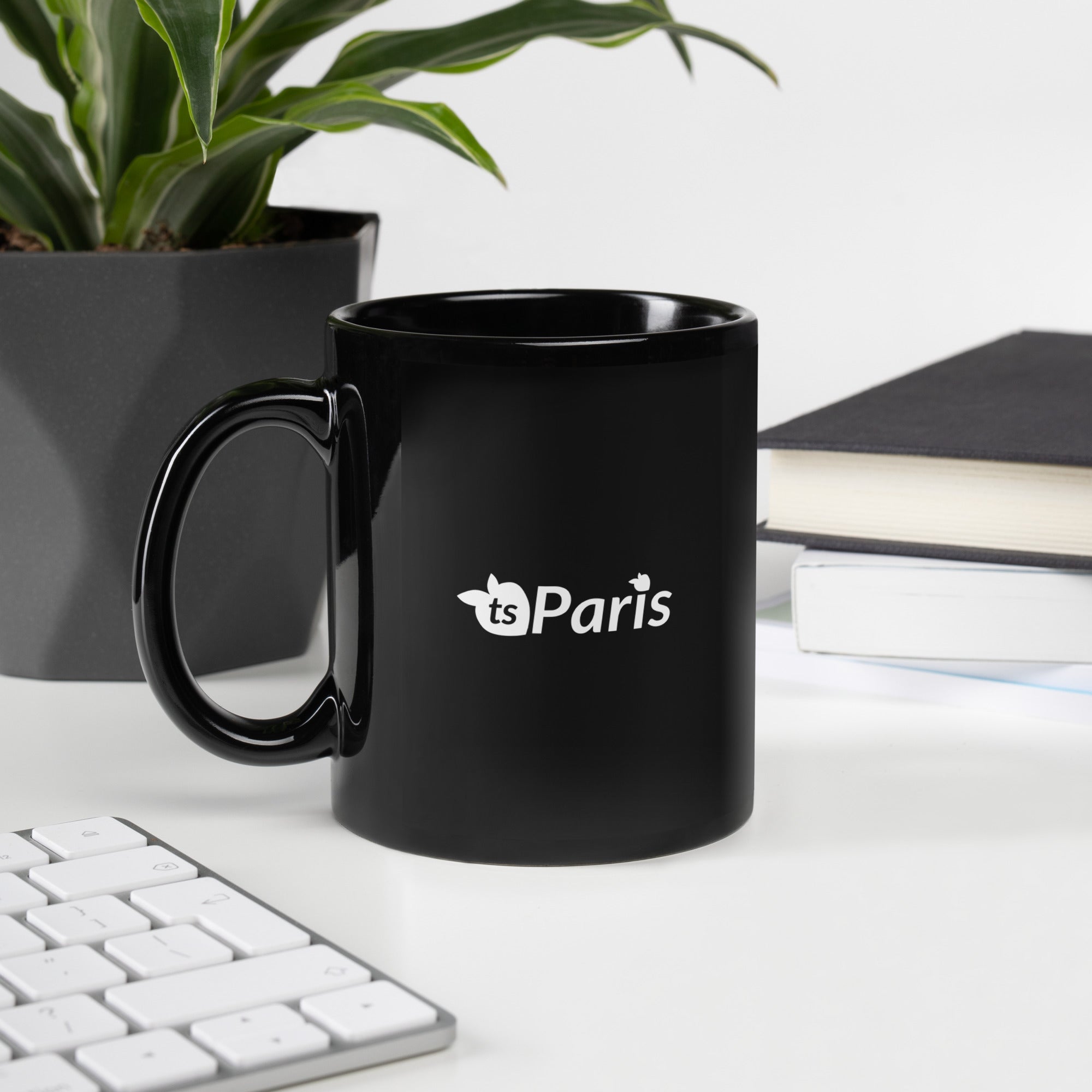 tsgabrielle® • Paris • Caneca Brilhante • Preta • Cerâmica • 2 Tamanhos
