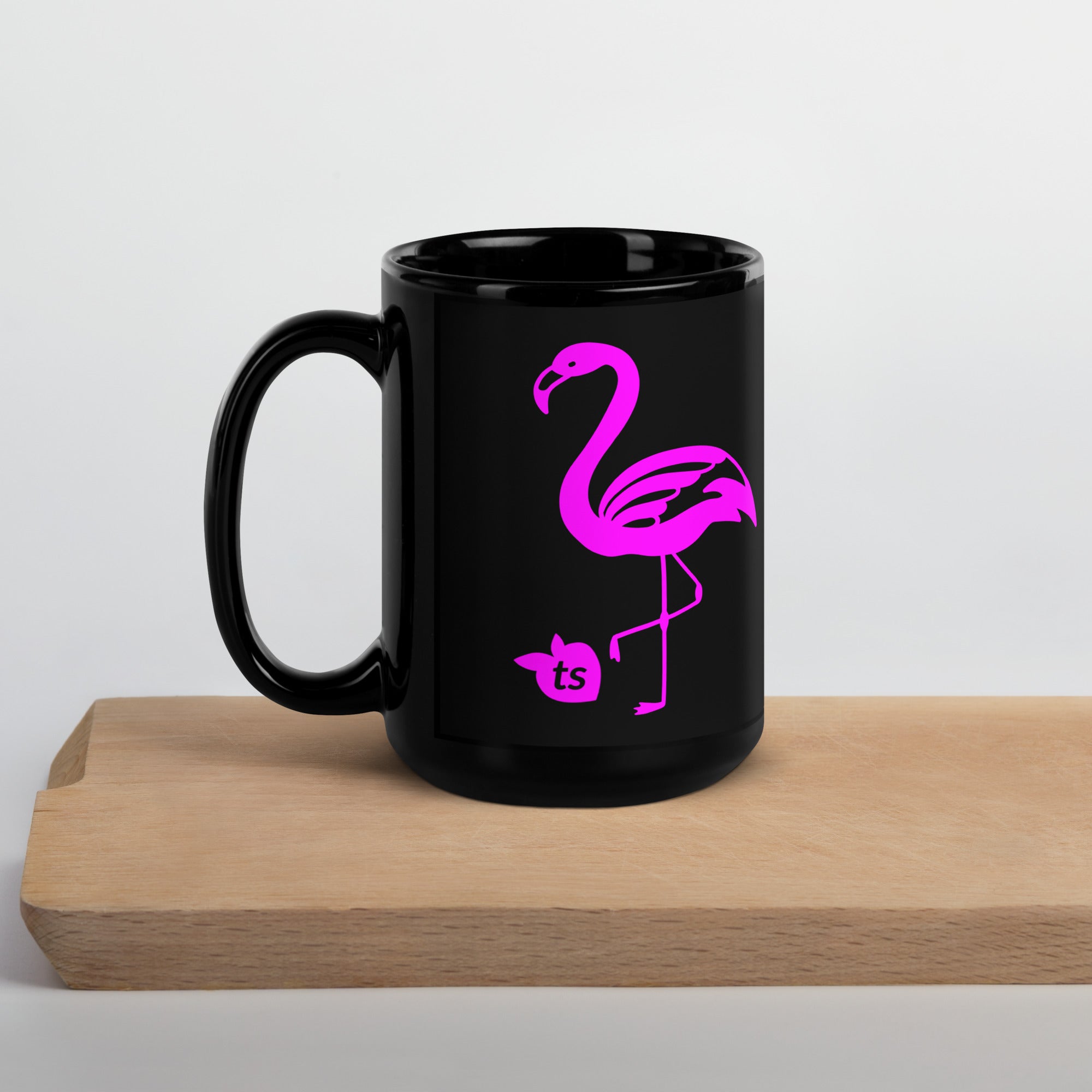 tsgabrielle • Rosa Flamant • Caneca Brilhante • Preta • Cerâmica • 2 Tamanhos