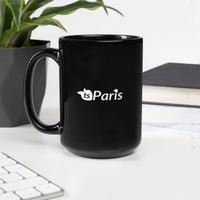 tsgabrielle® • Paris • Caneca Brilhante • Preta • Cerâmica • 2 Tamanhos