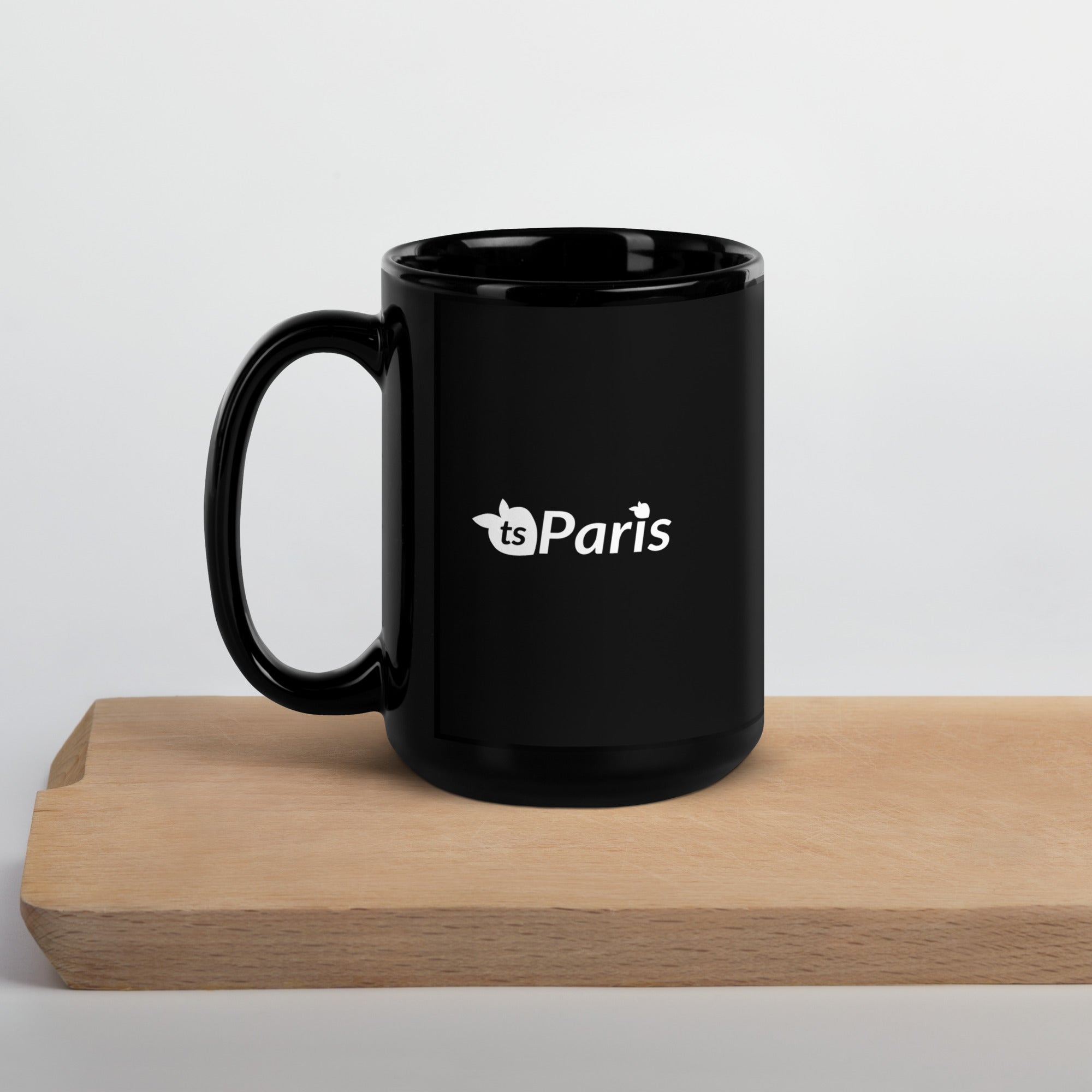 tsgabrielle® • Paris • Caneca Brilhante • Preta • Cerâmica • 2 Tamanhos