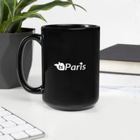 tsgabrielle® • Paris • Caneca Brilhante • Preta • Cerâmica • 2 Tamanhos