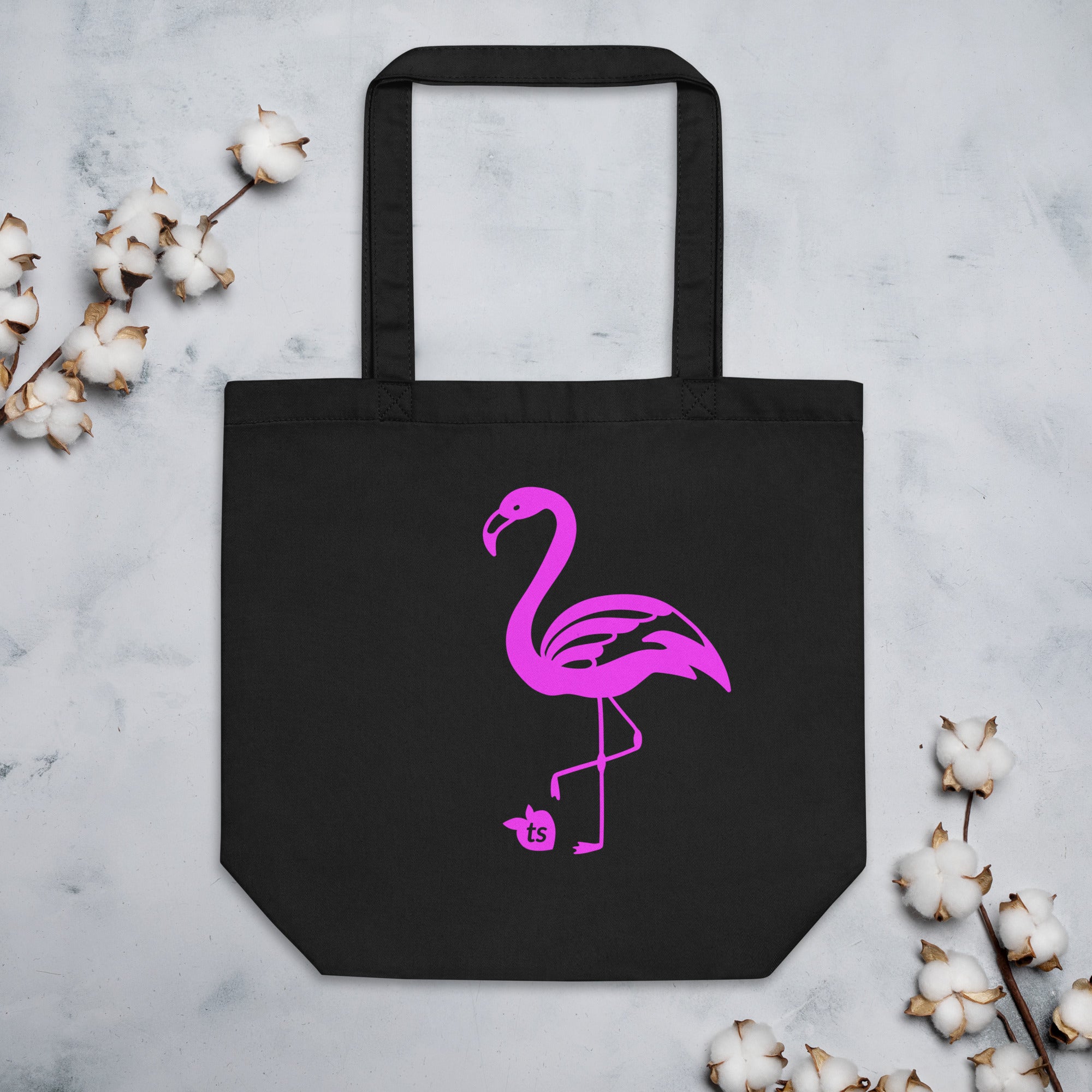 24 - tsgabrielle® • Rosa Flamant • Bolsa • Preto • 100% Algodão Orgânico