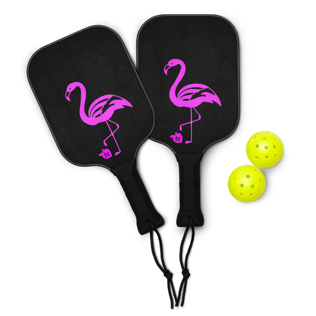 400 - tsgarielle® • Rosa Flamant • Conjunto de raquetes de pickleball • Preto