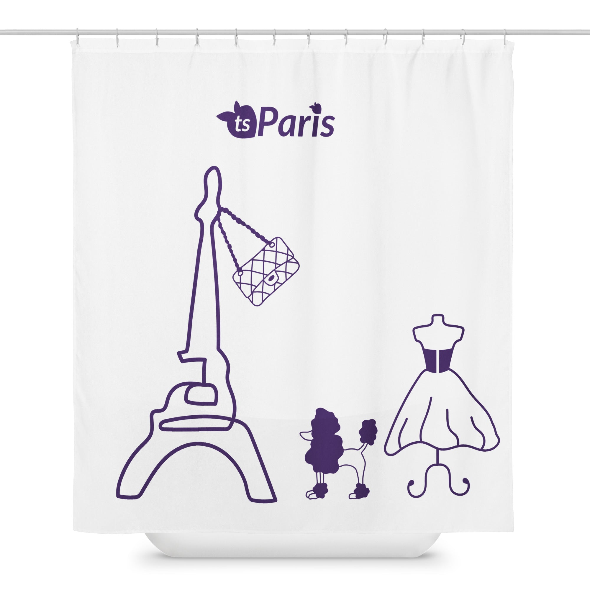 tsgabrielle® • Paris - Semana de Moda • Cortina de Chuveiro • Branca • 71” x 74”