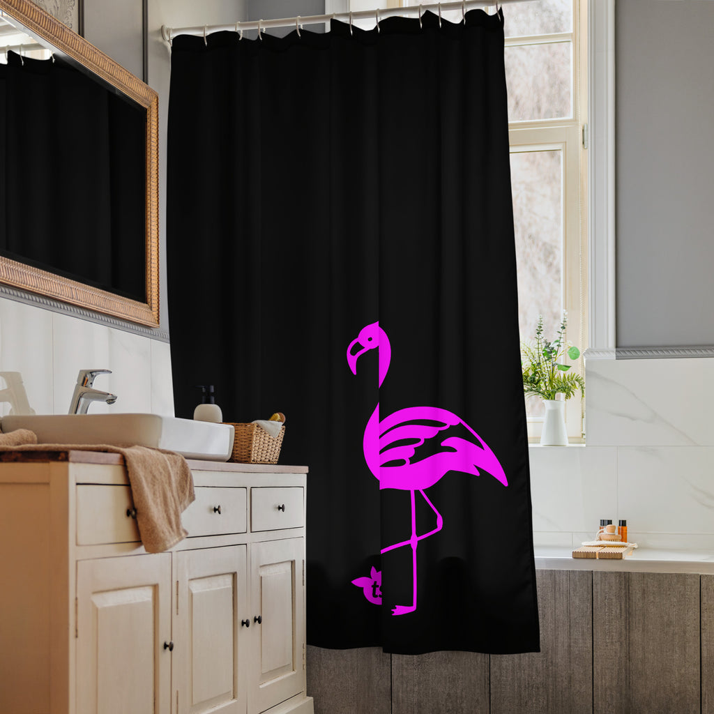 tsgabrielle® • Rosa Flamant • Cortina de Chuveiro • Preto • 180 x 188 cm