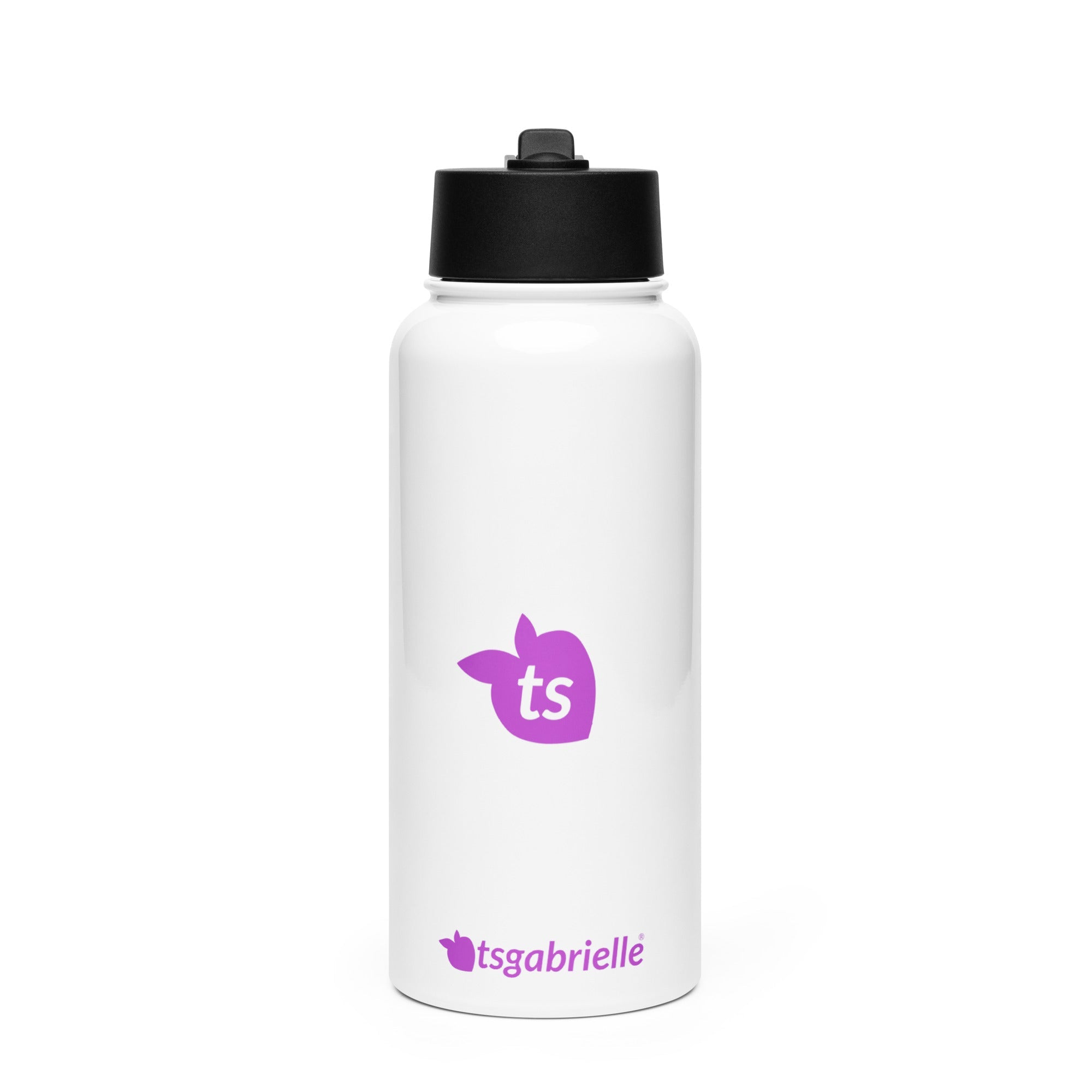 tsgabrielle® • Garrafa de água com tampa de canudo • Branca • Aço inoxidável • 32 oz