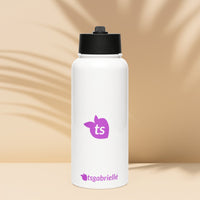 tsgabrielle® • Garrafa de água com tampa de canudo • Branca • Aço inoxidável • 32 oz