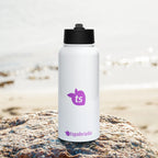 tsgabrielle® • Garrafa de água com tampa de canudo • Branca • Aço inoxidável • 32 oz