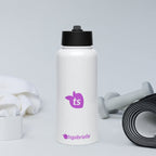 tsgabrielle® • Garrafa de água com tampa de canudo • Branca • Aço inoxidável • 32 oz