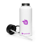 tsgabrielle® • Garrafa de água com tampa de canudo • Branca • Aço inoxidável • 32 oz