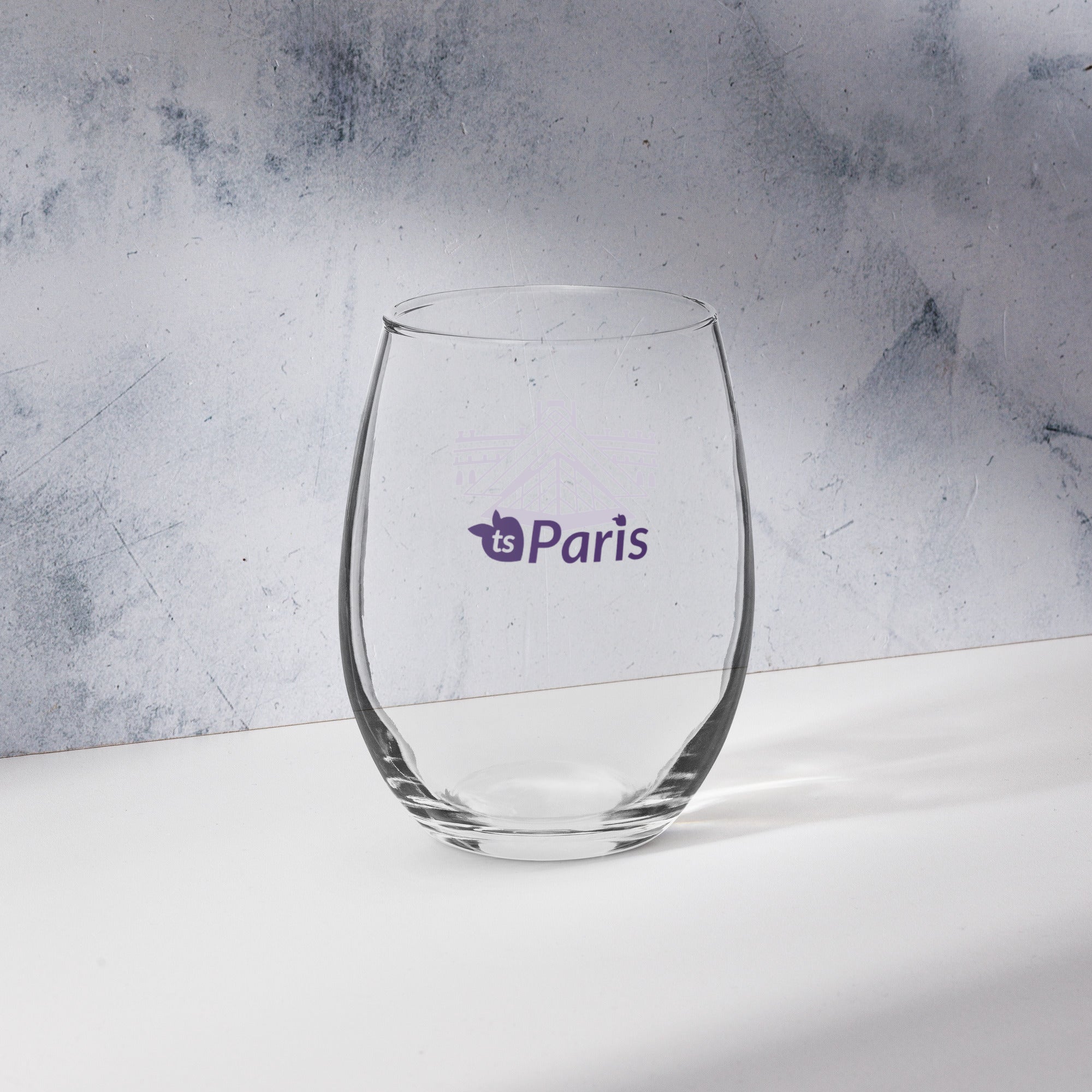 tsgabrielle® • Paris – A Pirâmide do Louvre • Taça de vinho sem haste • 15 oz