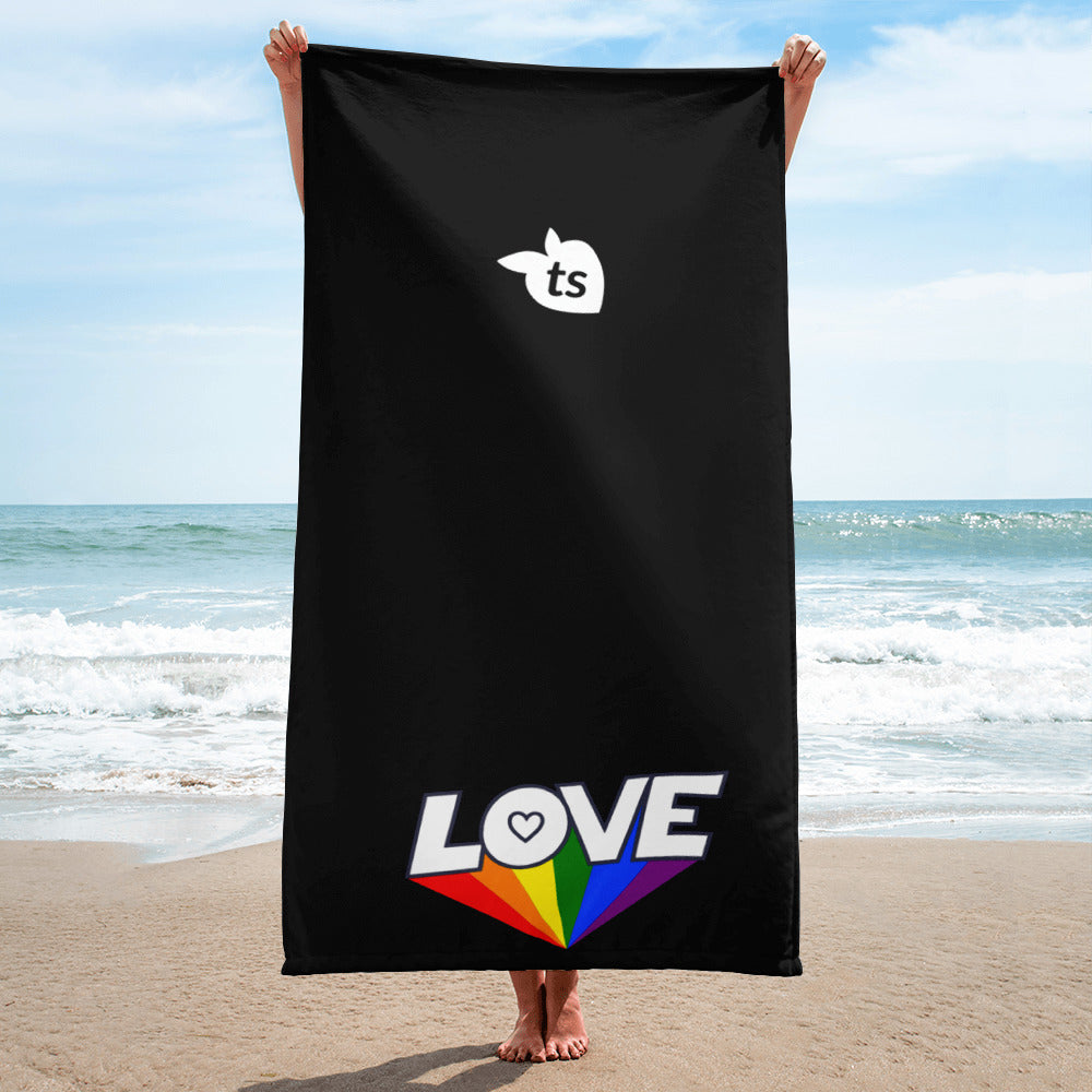 402 - tsgabrielle® • Pride 25 - Love • Toalha • Preta • 76 x 152 cm