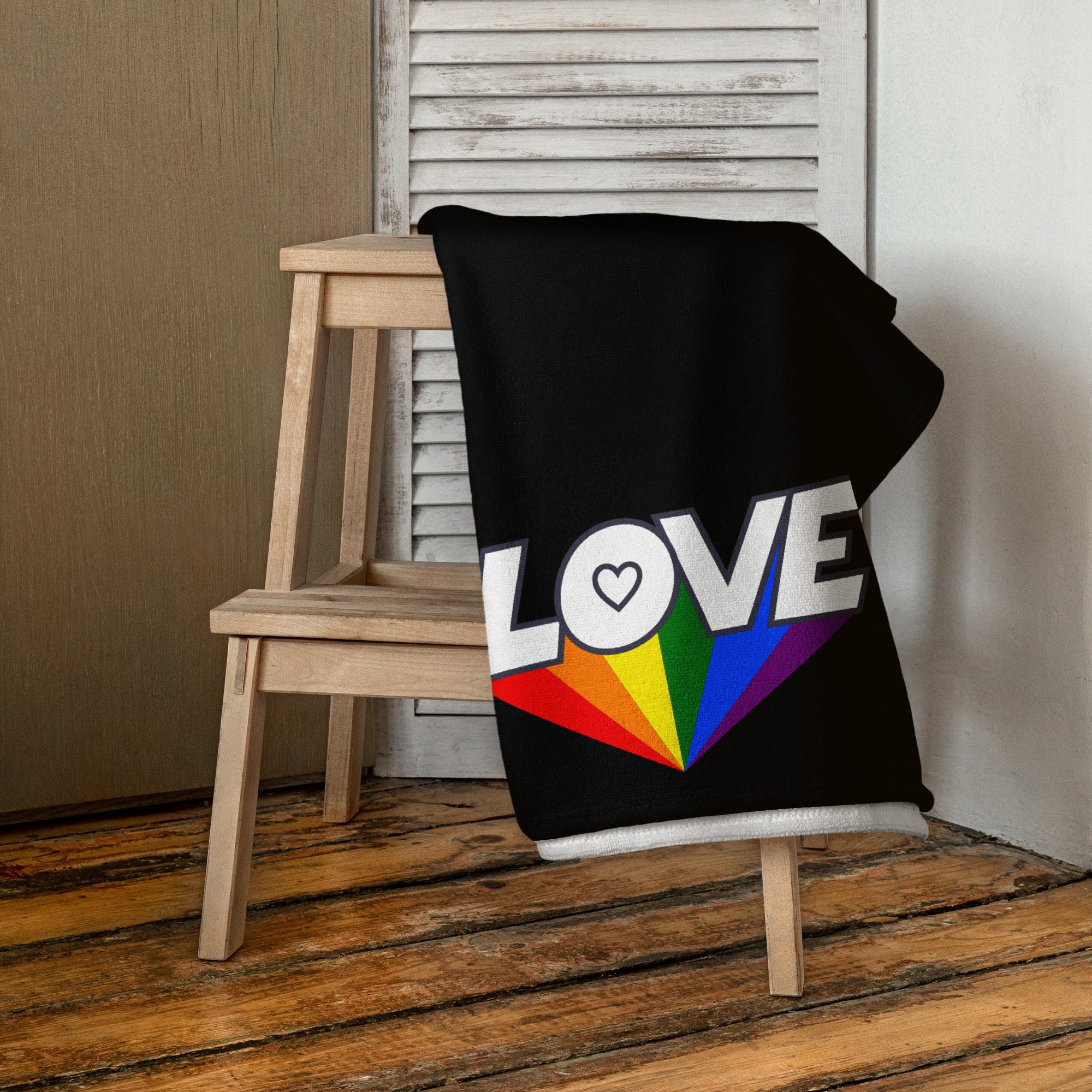 402 - tsgabrielle® • Pride 25 - Love • Toalha • Preta • 76 x 152 cm