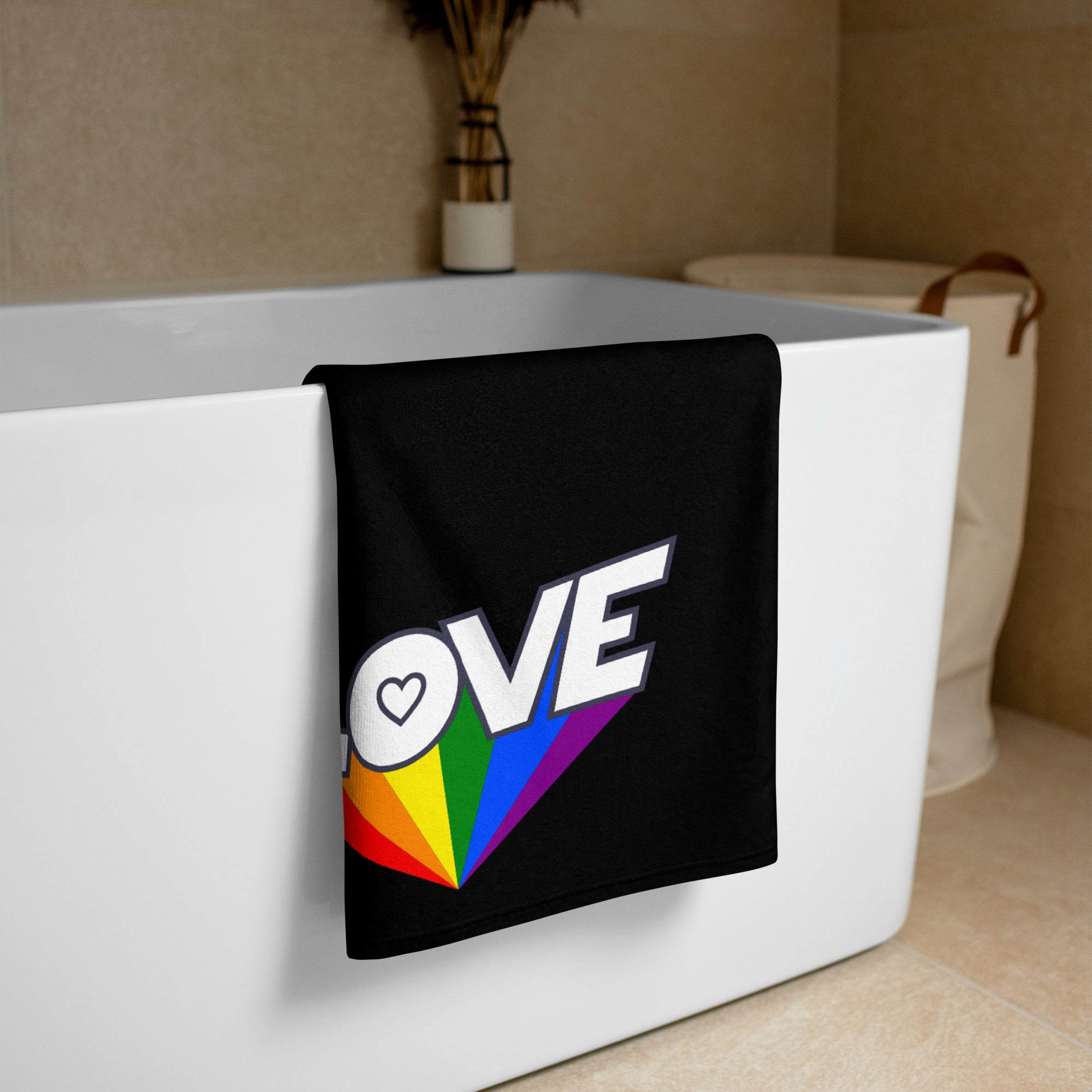 402 - tsgabrielle® • Pride 25 - Love • Toalha • Preta • 76 x 152 cm