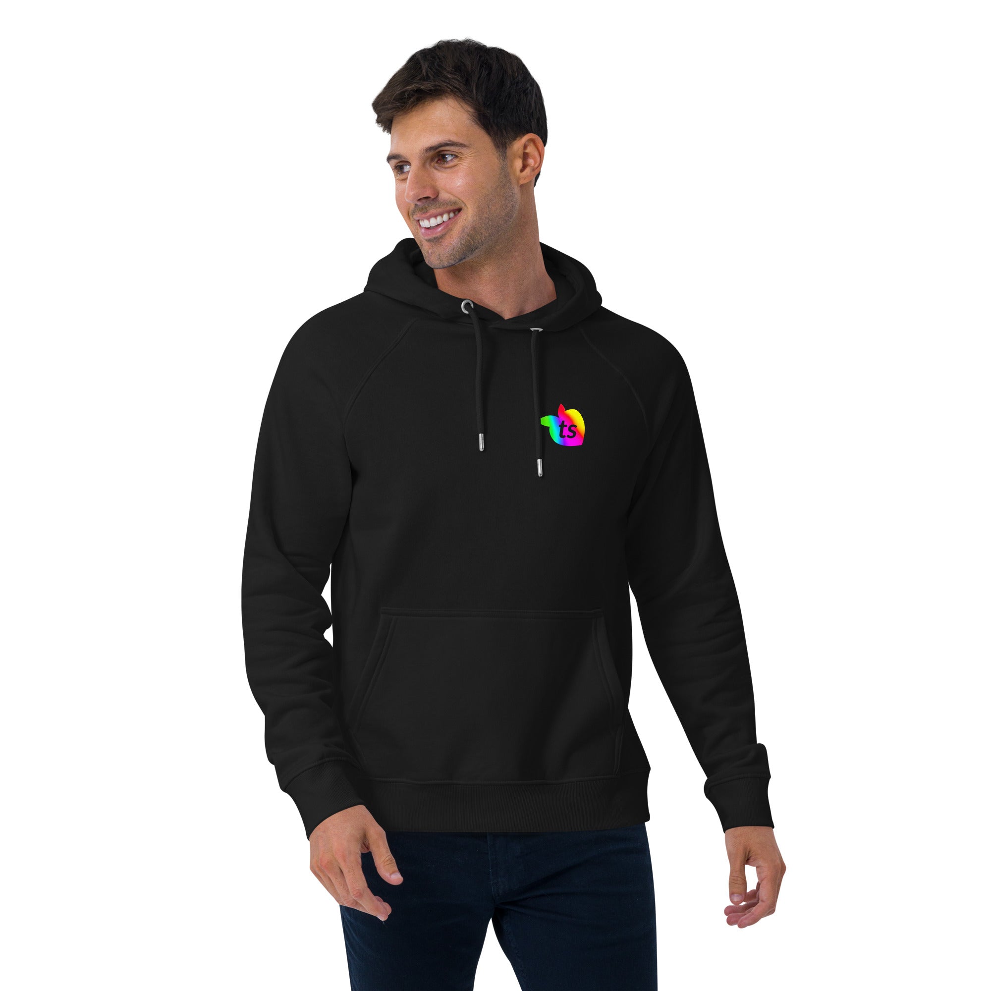 tsgabrielle® • Para Ele 👔 • 🌈Orgulho 25 • Moletom Raglan Ecológico • Preto • 100% Algodão Orgânico