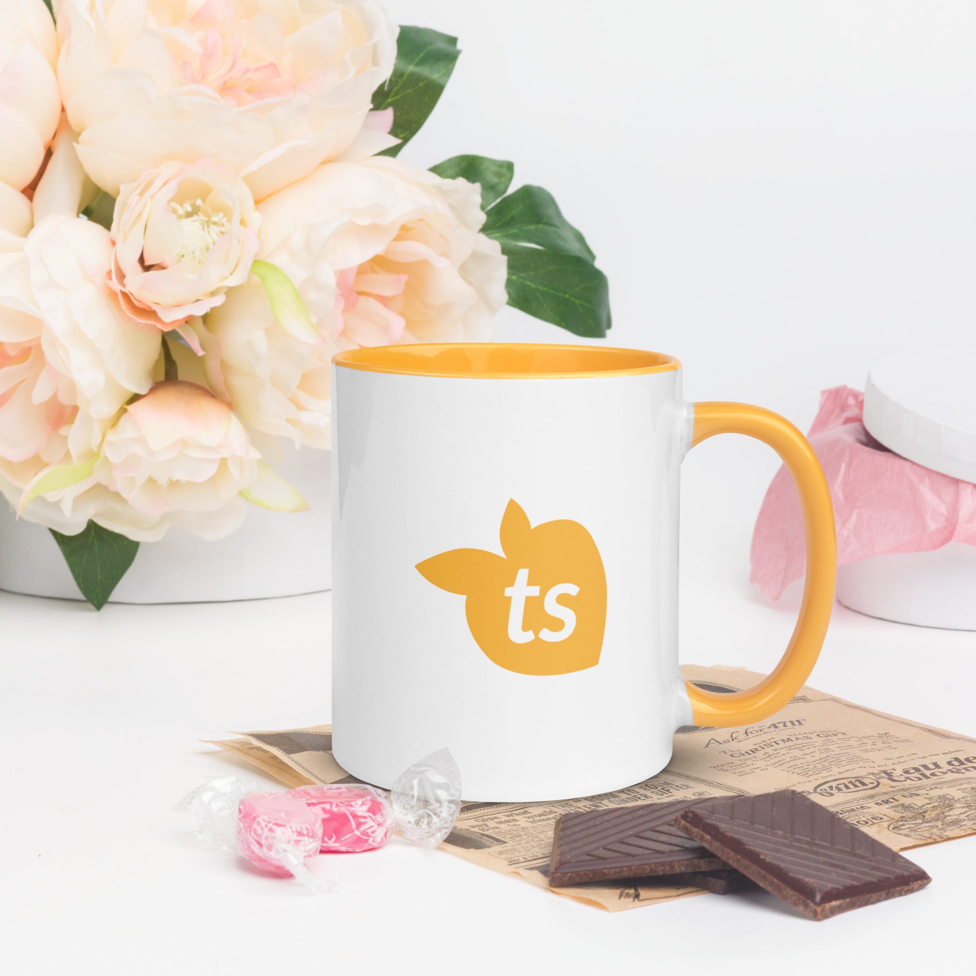 tsgabrielle® • Caneca com Cor Amarelo Dourado no Interior • 325 ml