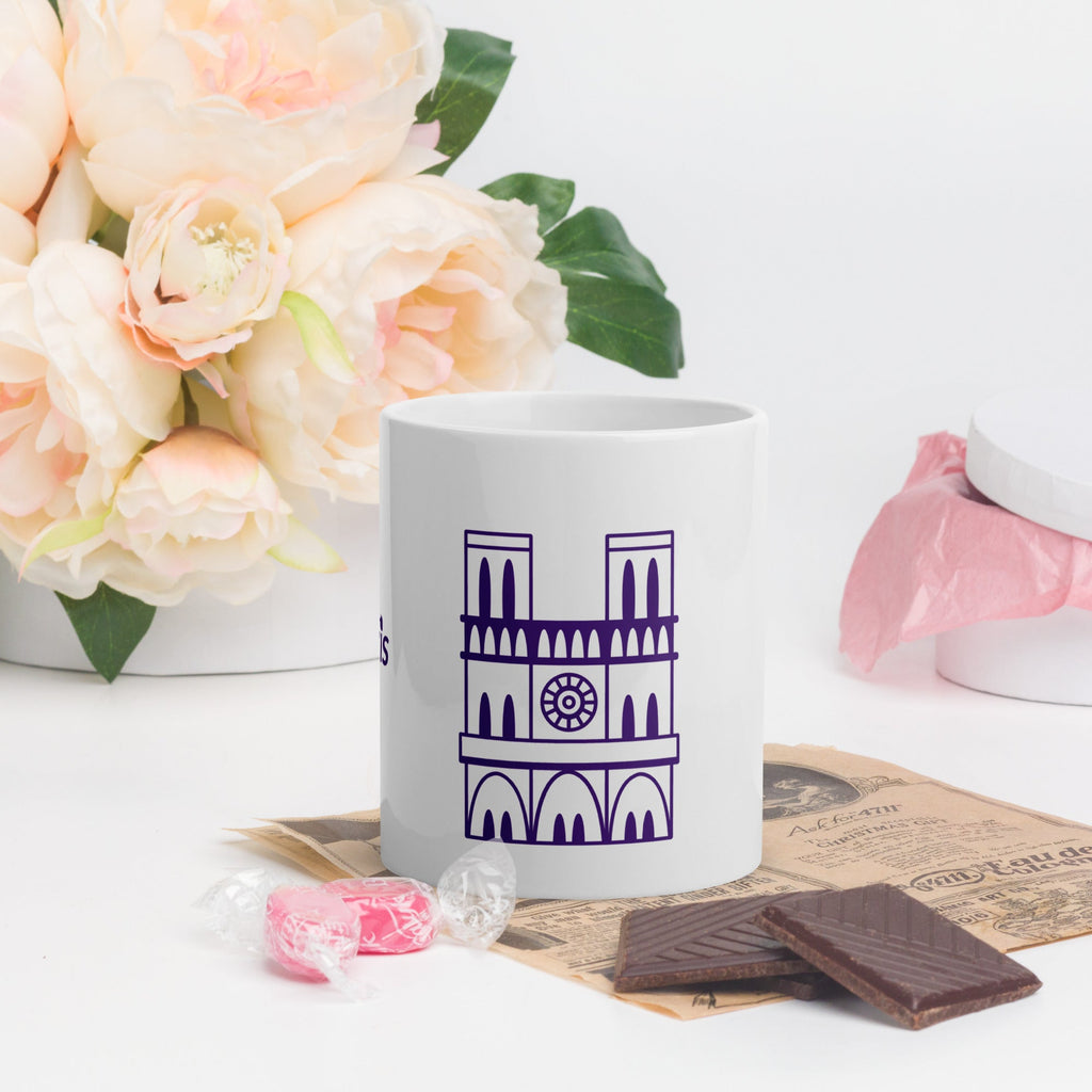 tsgabrielle® • Paris - Catedral de Notre-Dame • Caneca Brilhante • Branca • Cerâmica • 3 Tamanhos
