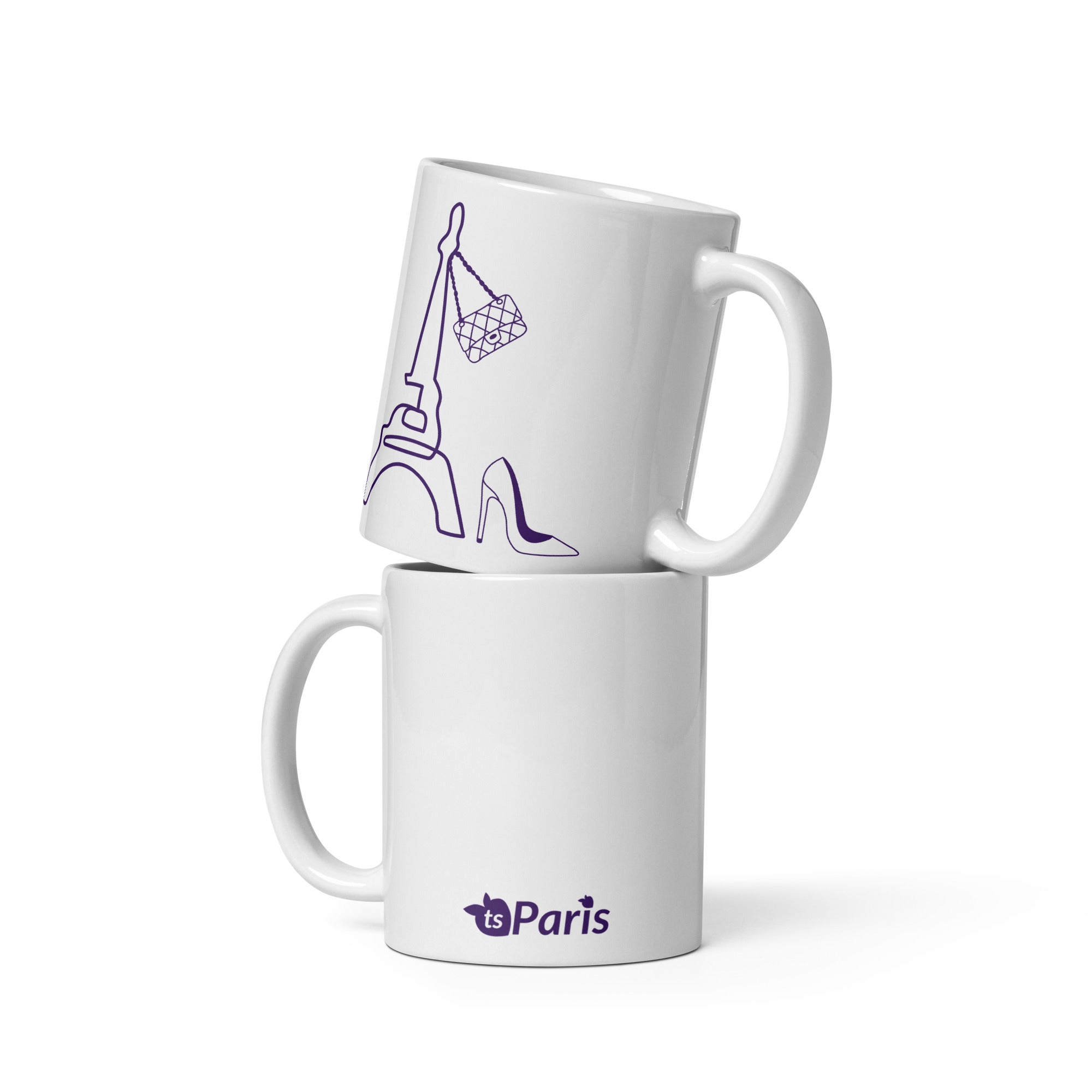 tsgabrielle® • Paris - La Tour Eiffel • Caneca Brilhante • Branca • Cerâmica • 11 oz