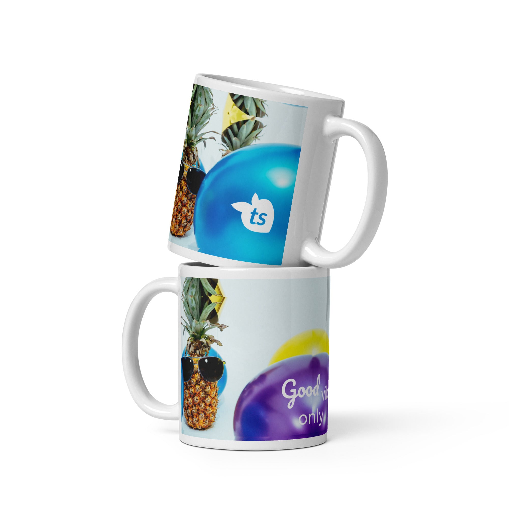 371 - tsgabrielle® • Good Vibes Only • Caneca Brilhante • Preta • Cerâmica • 3 Tamanhos