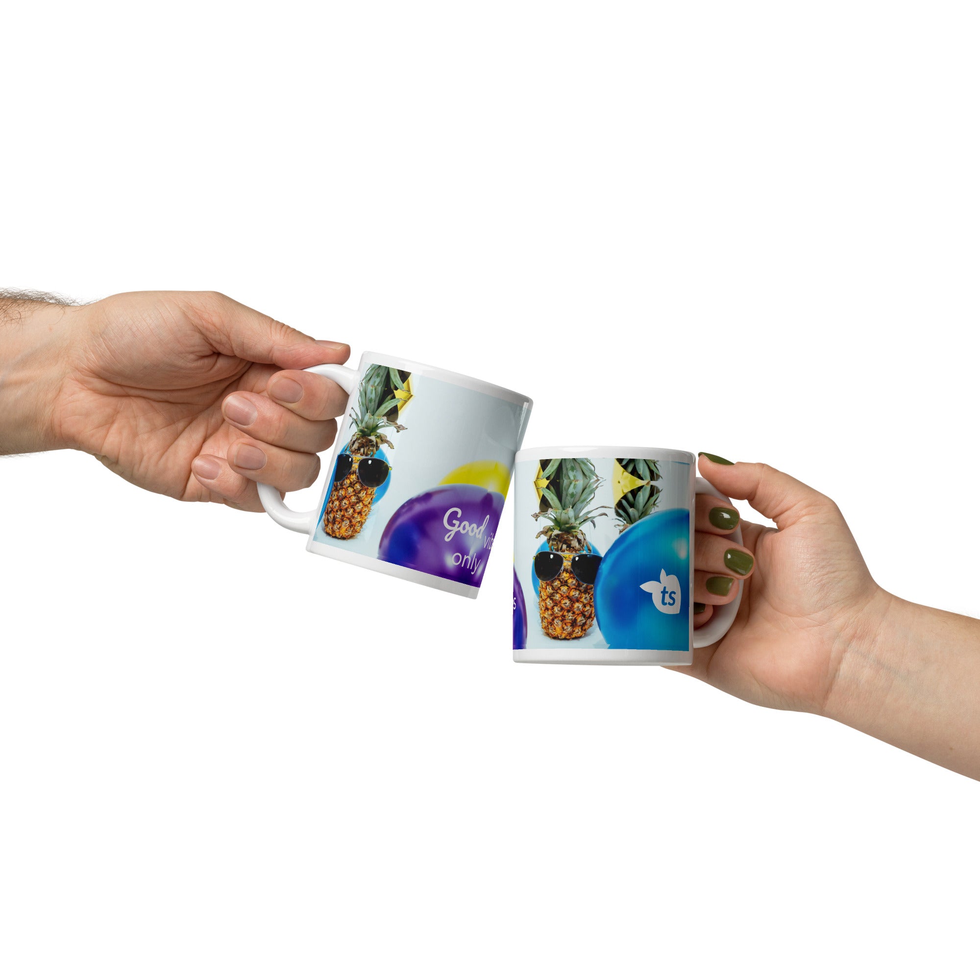 371 - tsgabrielle® • Good Vibes Only • Caneca Brilhante • Preta • Cerâmica • 3 Tamanhos