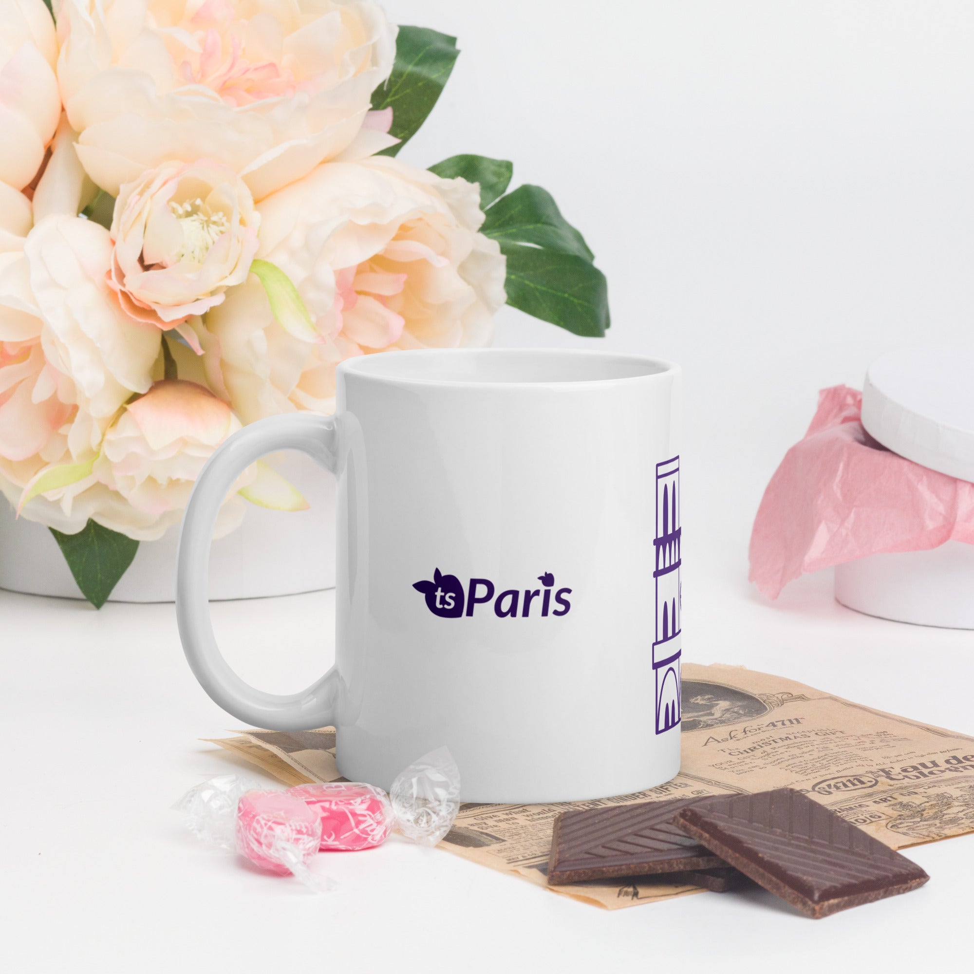 tsgabrielle® • Paris - Catedral de Notre-Dame • Caneca Brilhante • Branca • Cerâmica • 3 Tamanhos