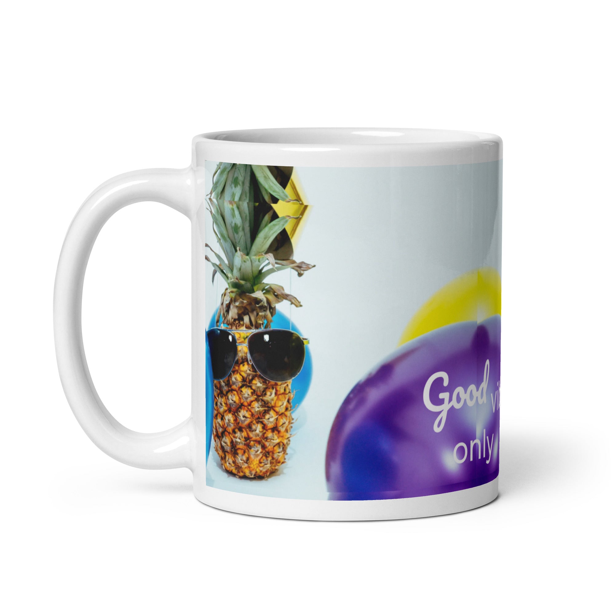 371 - tsgabrielle® • Good Vibes Only • Caneca Brilhante • Preta • Cerâmica • 3 Tamanhos