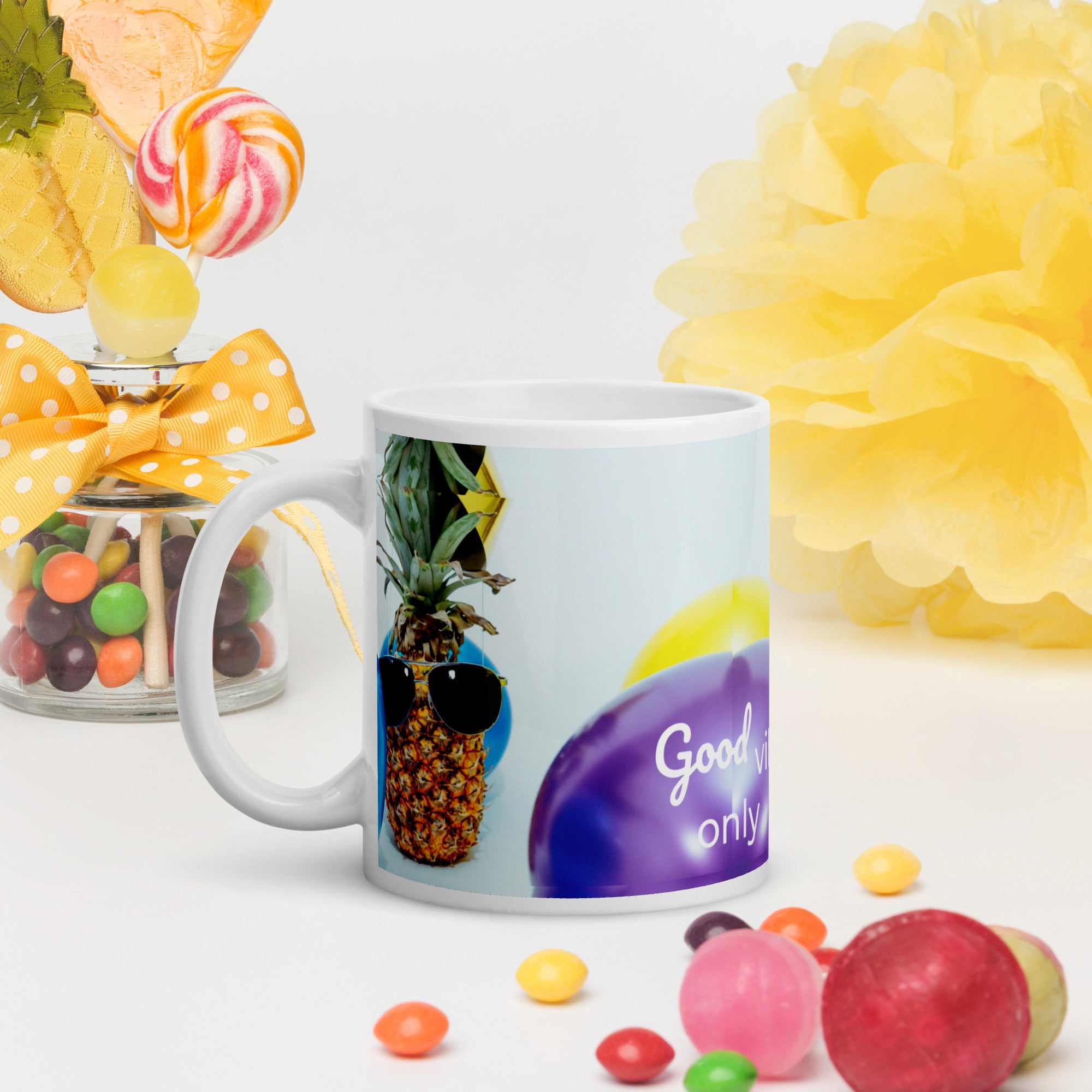 371 - tsgabrielle® • Good Vibes Only • Caneca Brilhante • Preta • Cerâmica • 3 Tamanhos