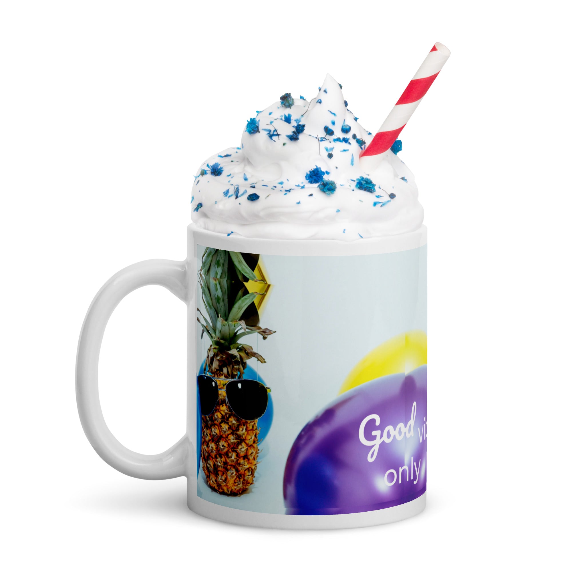 371 - tsgabrielle® • Good Vibes Only • Caneca Brilhante • Preta • Cerâmica • 3 Tamanhos