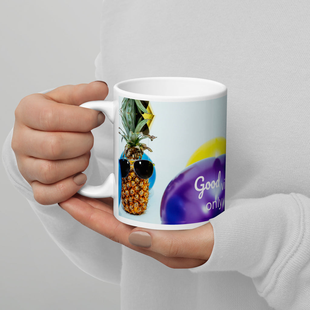 371 - tsgabrielle® • Good Vibes Only • Caneca Brilhante • Preta • Cerâmica • 3 Tamanhos