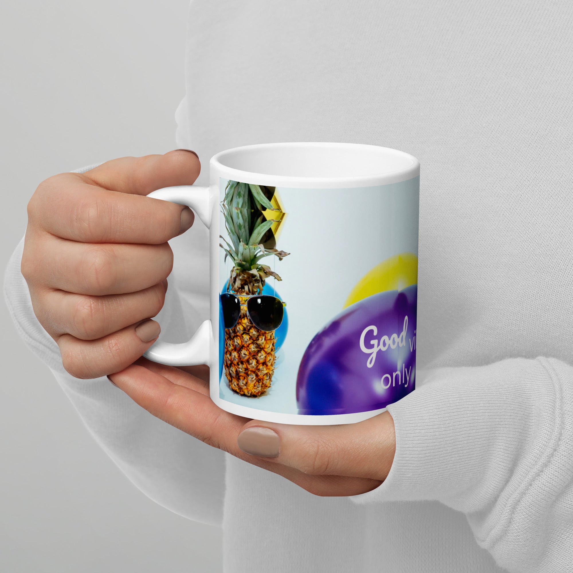 371 - tsgabrielle® • Good Vibes Only • Caneca Brilhante • Preta • Cerâmica • 3 Tamanhos