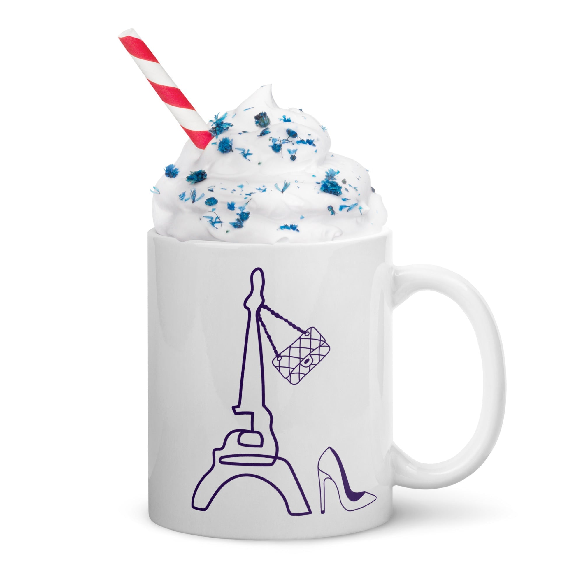 tsgabrielle® • Paris - La Tour Eiffel • Caneca Brilhante • Branca • Cerâmica • 11 oz