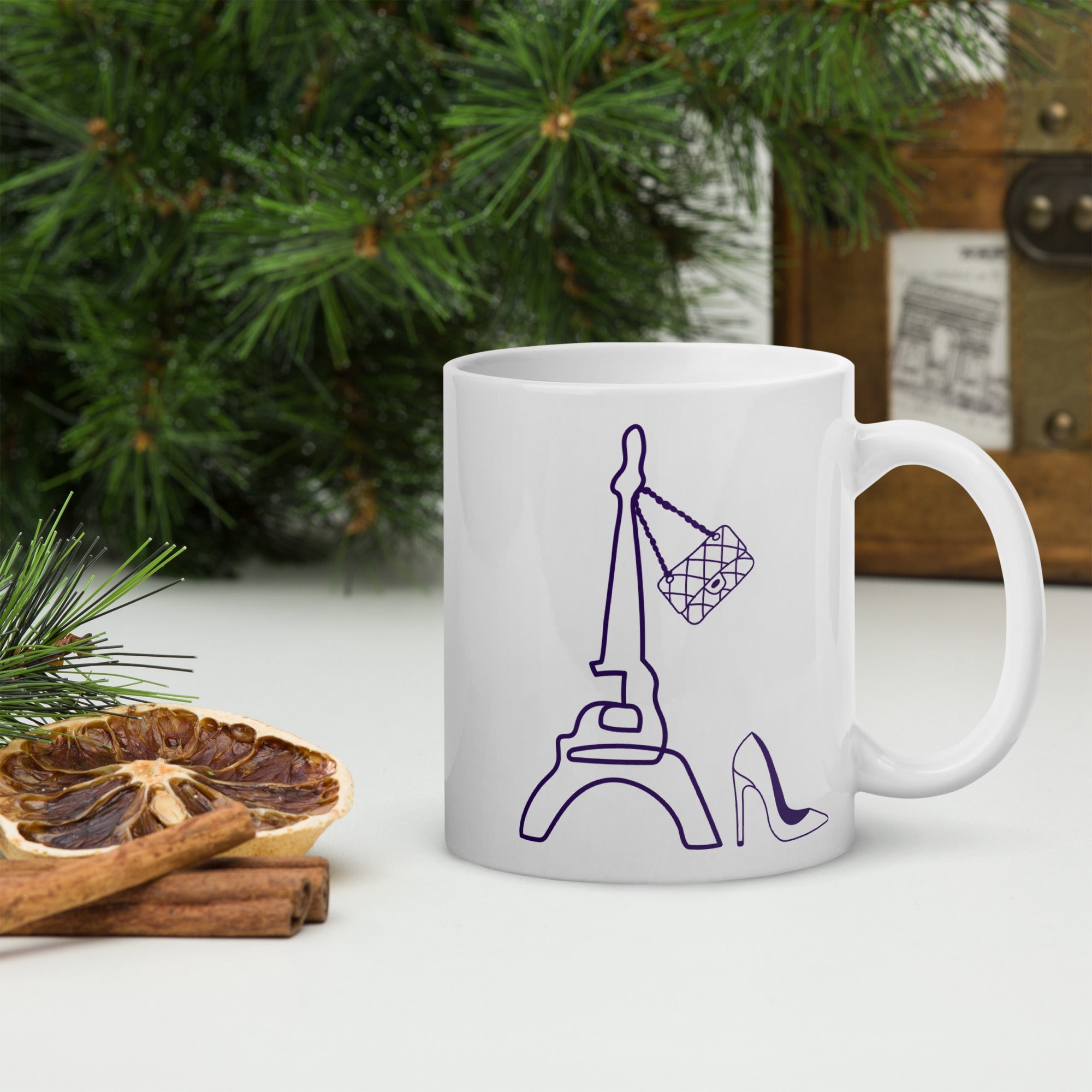 tsgabrielle® • Paris - La Tour Eiffel • Caneca Brilhante • Branca • Cerâmica • 11 oz