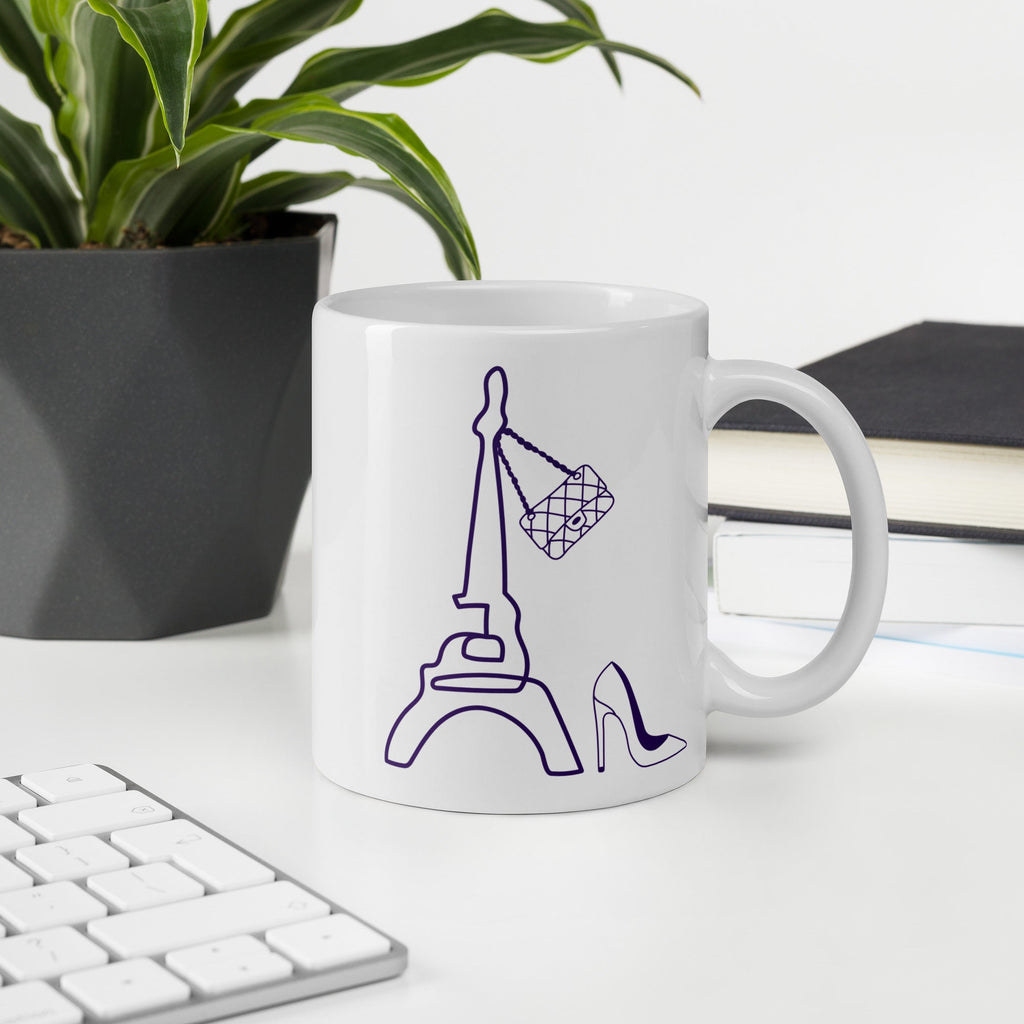 tsgabrielle® • Paris - La Tour Eiffel • Caneca Brilhante • Branca • Cerâmica • 11 oz
