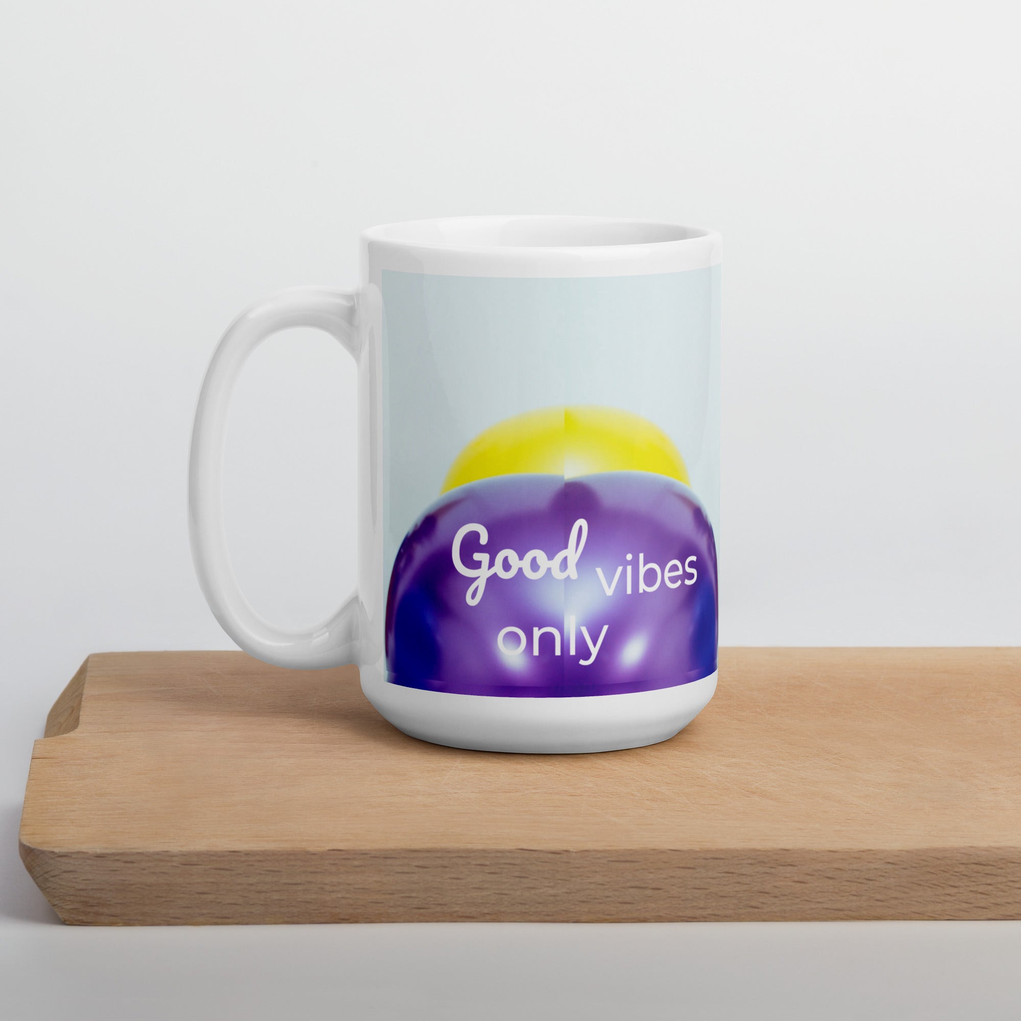 371 - tsgabrielle® • Good Vibes Only • Caneca Brilhante • Preta • Cerâmica • 3 Tamanhos