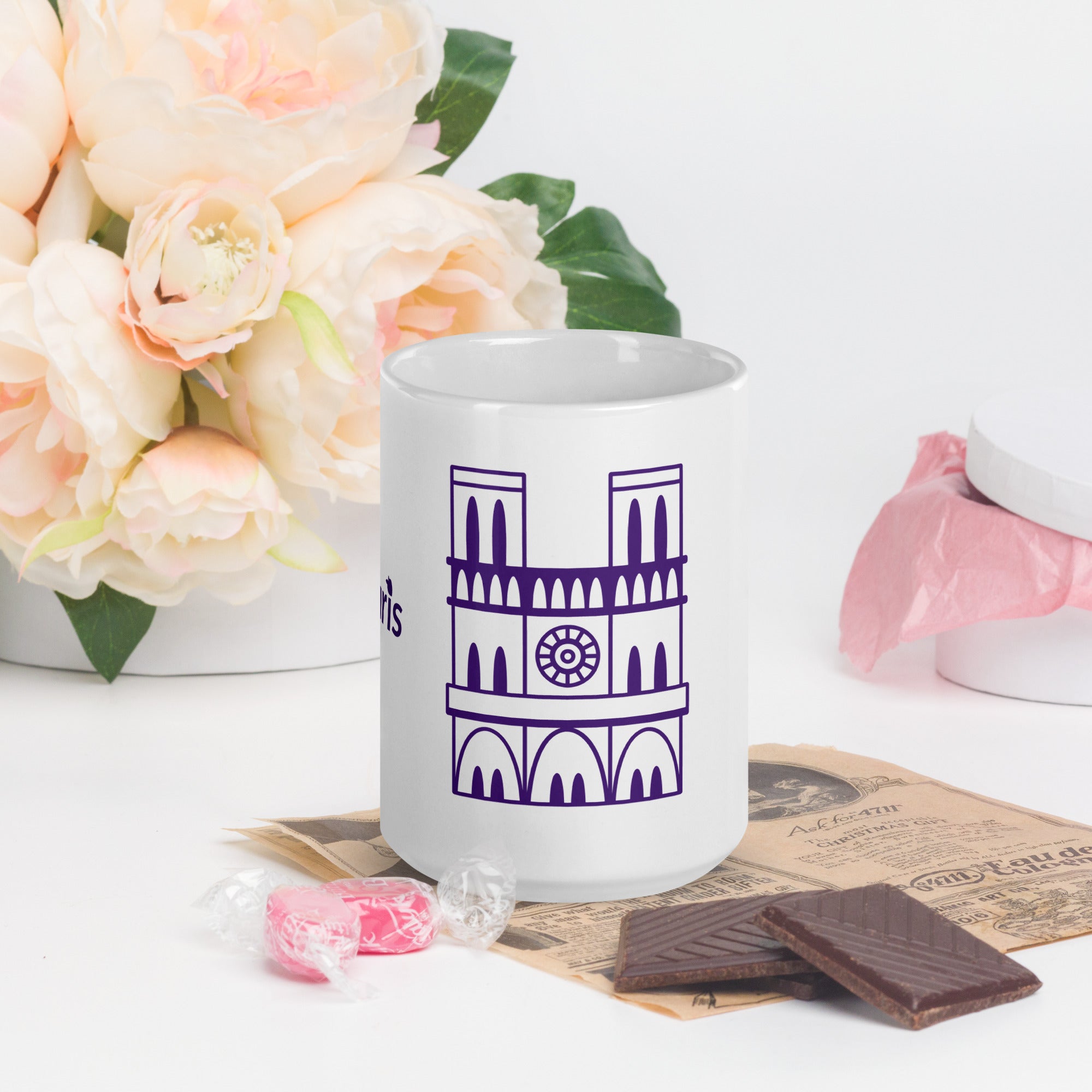 tsgabrielle® • Paris - Catedral de Notre-Dame • Caneca Brilhante • Branca • Cerâmica • 3 Tamanhos