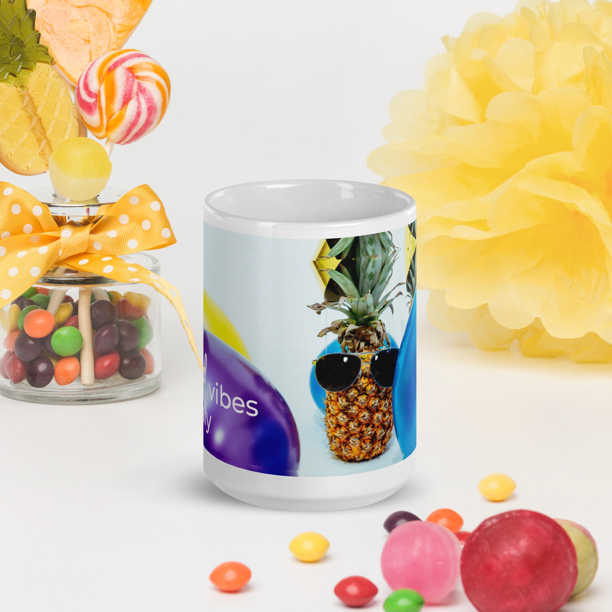 371 - tsgabrielle® • Good Vibes Only • Caneca Brilhante • Preta • Cerâmica • 3 Tamanhos