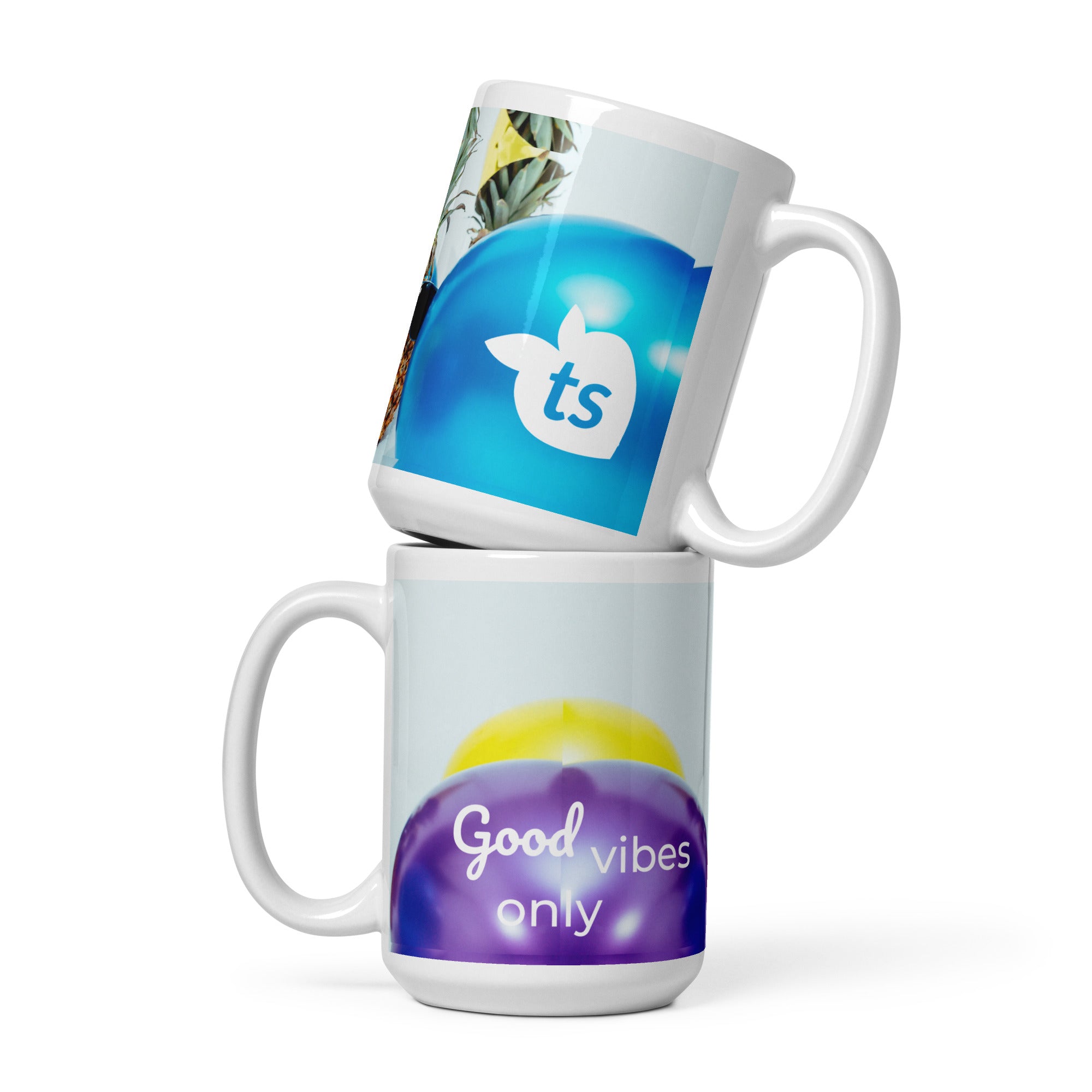 371 - tsgabrielle® • Good Vibes Only • Caneca Brilhante • Preta • Cerâmica • 3 Tamanhos