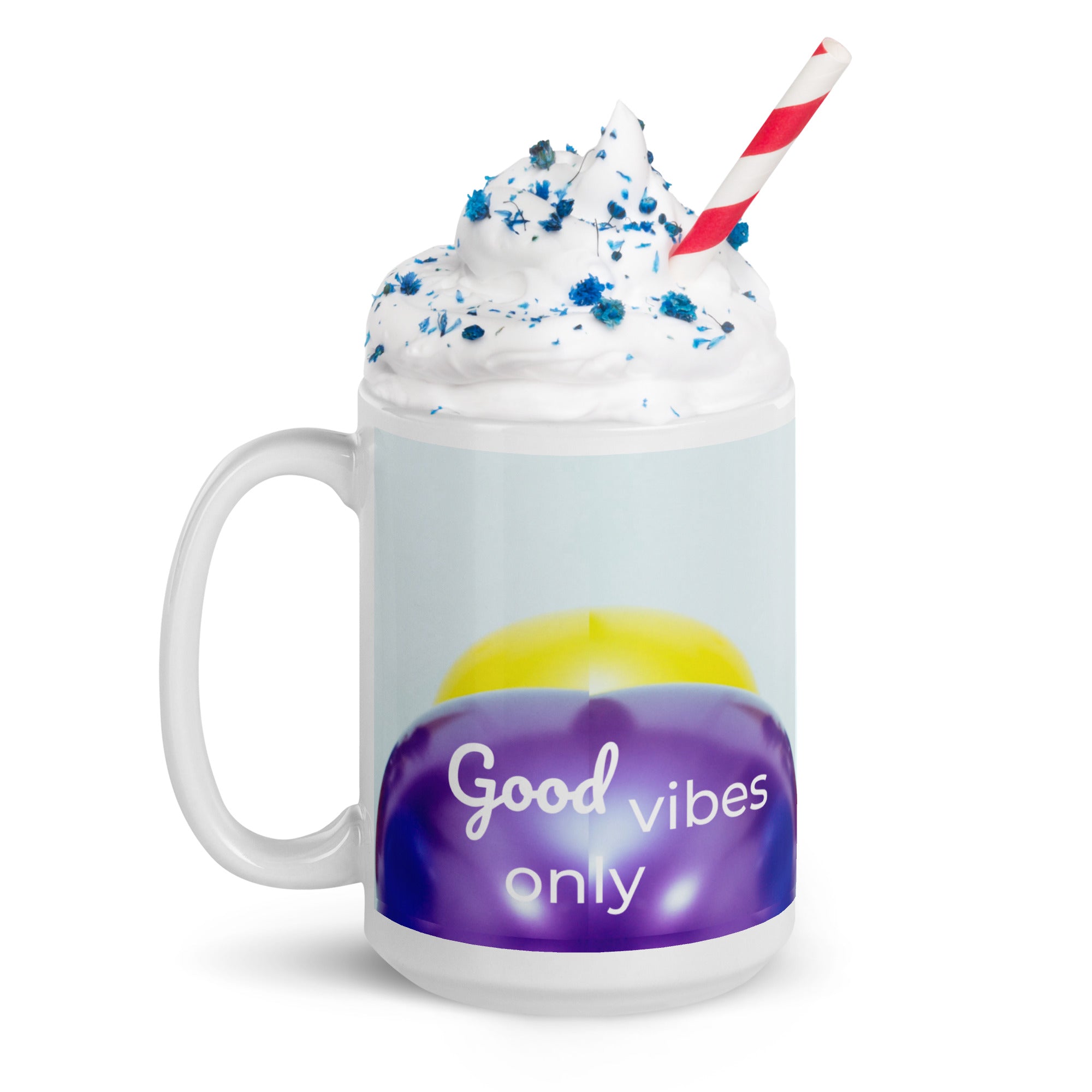 371 - tsgabrielle® • Good Vibes Only • Caneca Brilhante • Preta • Cerâmica • 3 Tamanhos