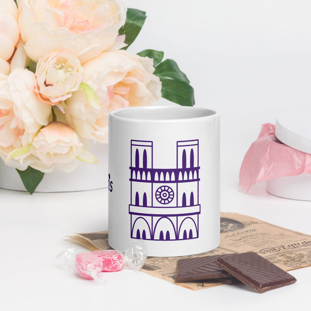 tsgabrielle® • Paris - Catedral de Notre-Dame • Caneca Brilhante • Branca • Cerâmica • 3 Tamanhos