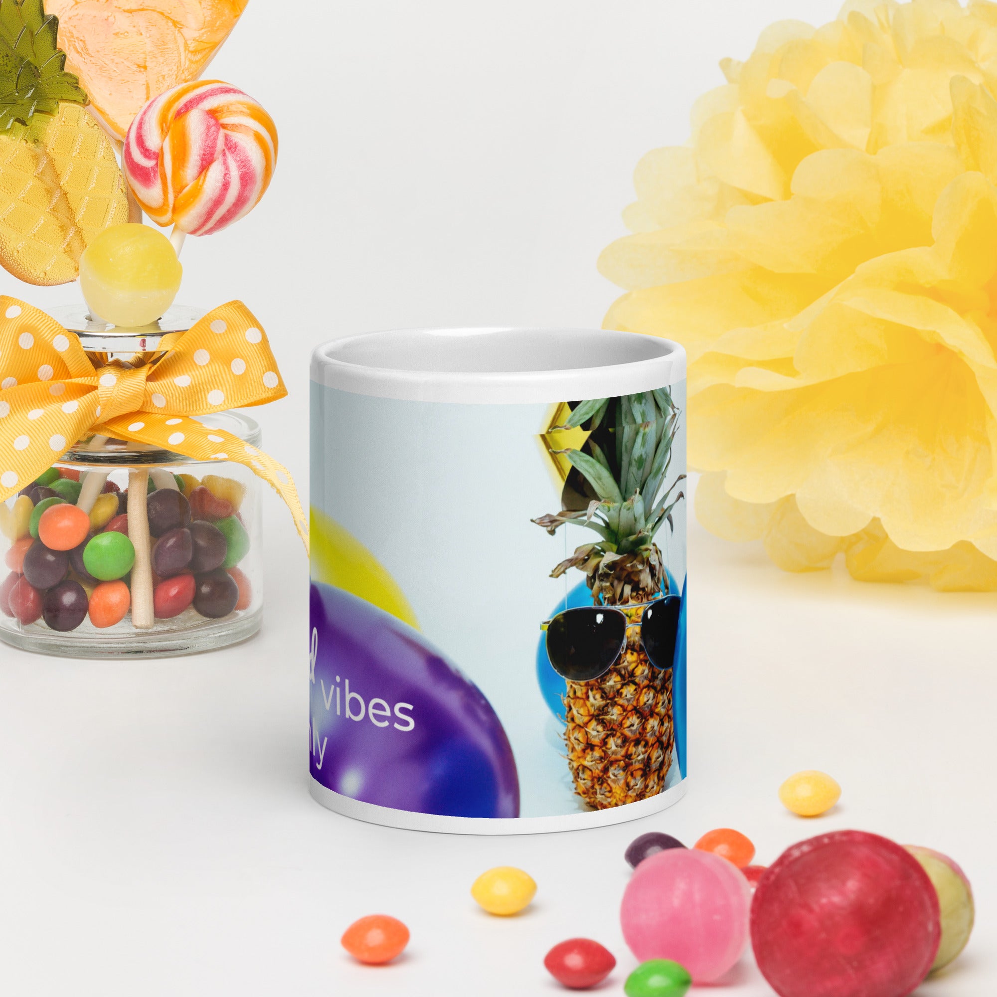 371 - tsgabrielle® • Good Vibes Only • Caneca Brilhante • Preta • Cerâmica • 3 Tamanhos